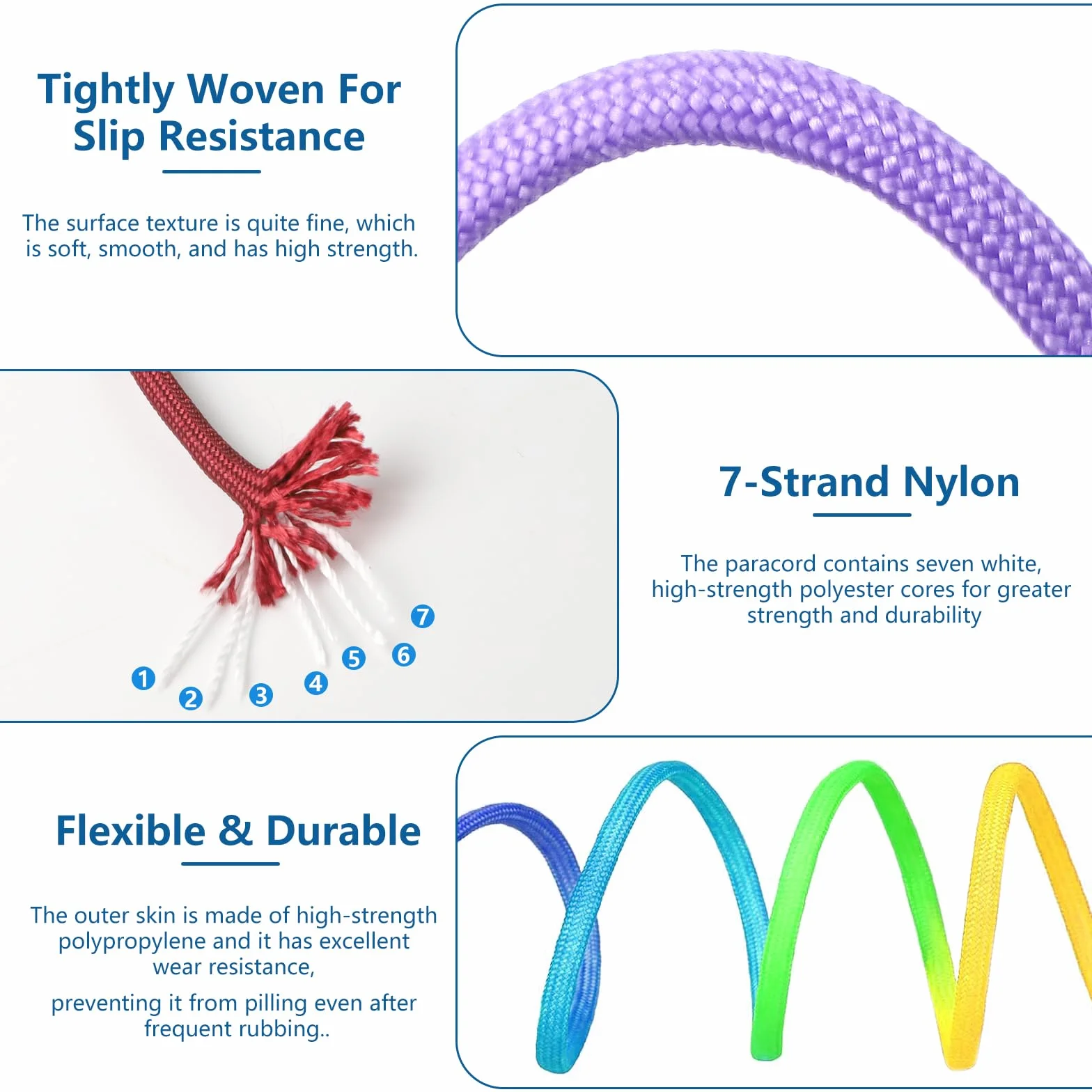 FICOFISE Paracord 4 mm 7-żyłowa linka 20 kolorów 20 x 3 m