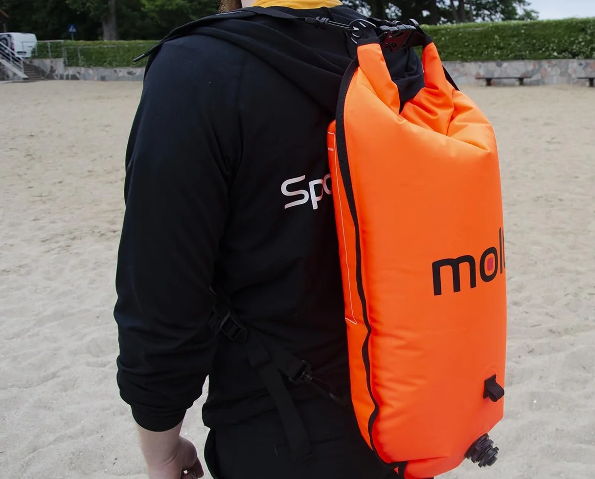 molti Boja do pływania 2 w 1, 15 l, 28 l, boja Pull Boja dla dorosłych, Baywatch Boja, pomarańczowa, bezpieczeństwo podczas pływania, na otwartej wodzie i triatlonie (BA003, pomarańczowy, 28 l)