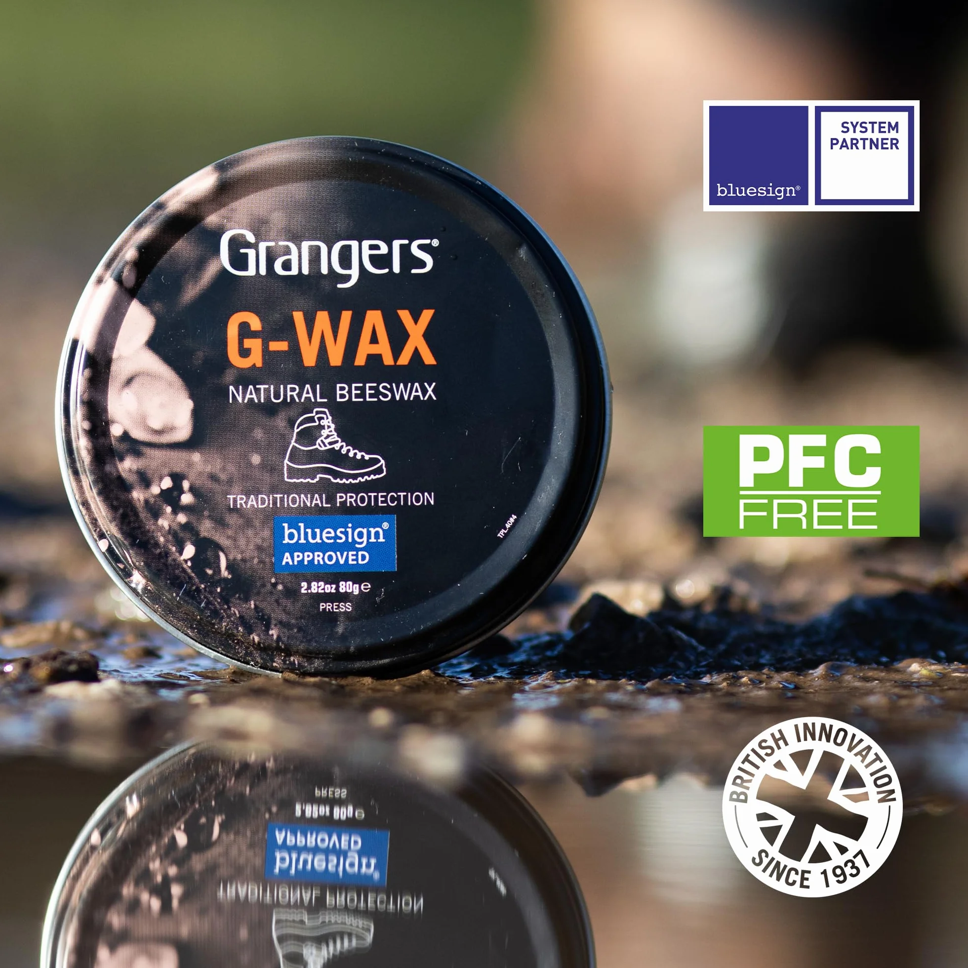Grangers G-Wax 80 g | Tradycyjny wosk odżywia i wodoodporny, skórzane buty trekkingowe i obuwie outdoorowe