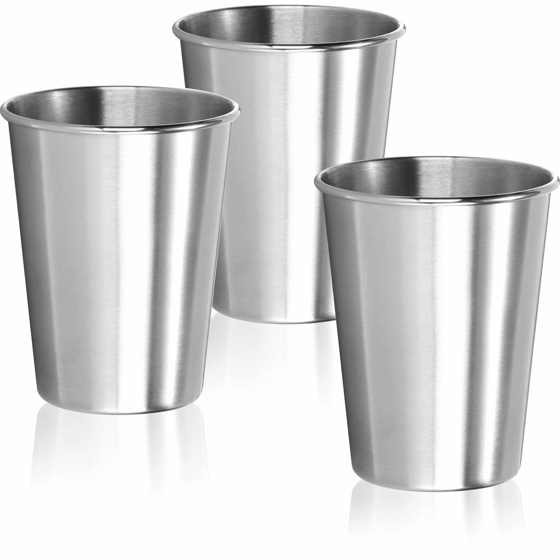 com-four® 3 kubki ze stali nierdzewnej – stal 304 – lekkie kubki 250 ml do campingu i podrózy – nietlukace i bez BPA