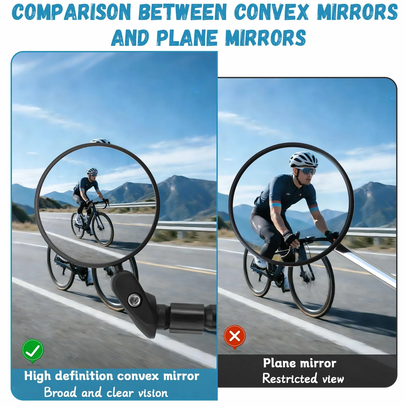 2 sztuki lusterek rowerowych na kierownicę z lewej i prawej strony, małe lusterko wsteczne do roweru na e-rower, rower szosowy, rower górski, rower gravel, rower miejski, skutery, obrotowe 360°