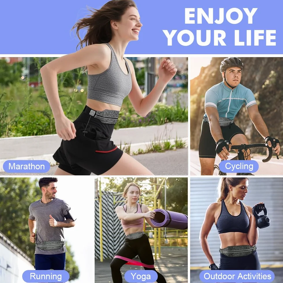 Vicloon Pasek do biegania, torba wodoszczelna, do triatlonu, z numerem startowym, odblaskowa torba na brzuch, fitness, jazda na rowerze i podróże