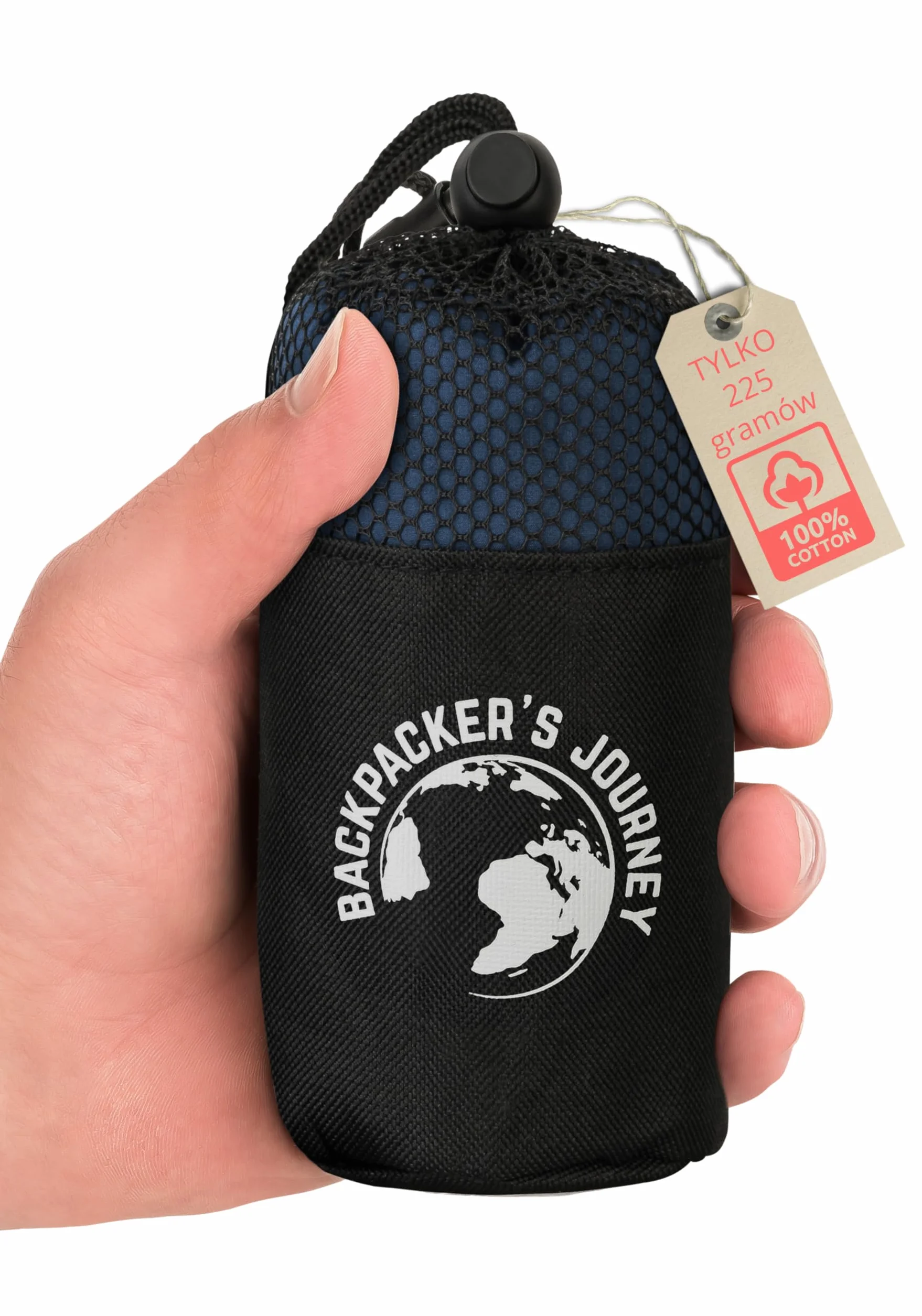 Backpacker's Journey Ultralekka wkładka do śpiwora w 100% z bawełny, 265 g, lekka wkładka do spania dla dorosłych, podróże, kemping i hostel (85 cm niebieski)