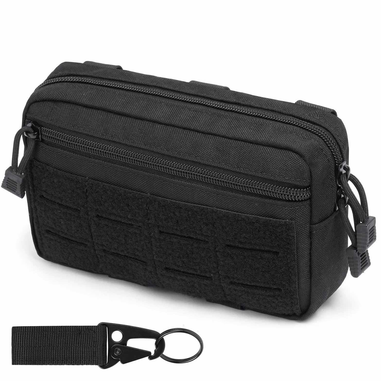 flintronic Taktyczna torba EDC, wielofunkcyjna torba Molle, torba na brzuch z rzepem i zamkiem błyskawicznym, wojskowa torba na pas do wędrówek, polowania i kempingu, czarny B, 20 x 12 x 5 cm