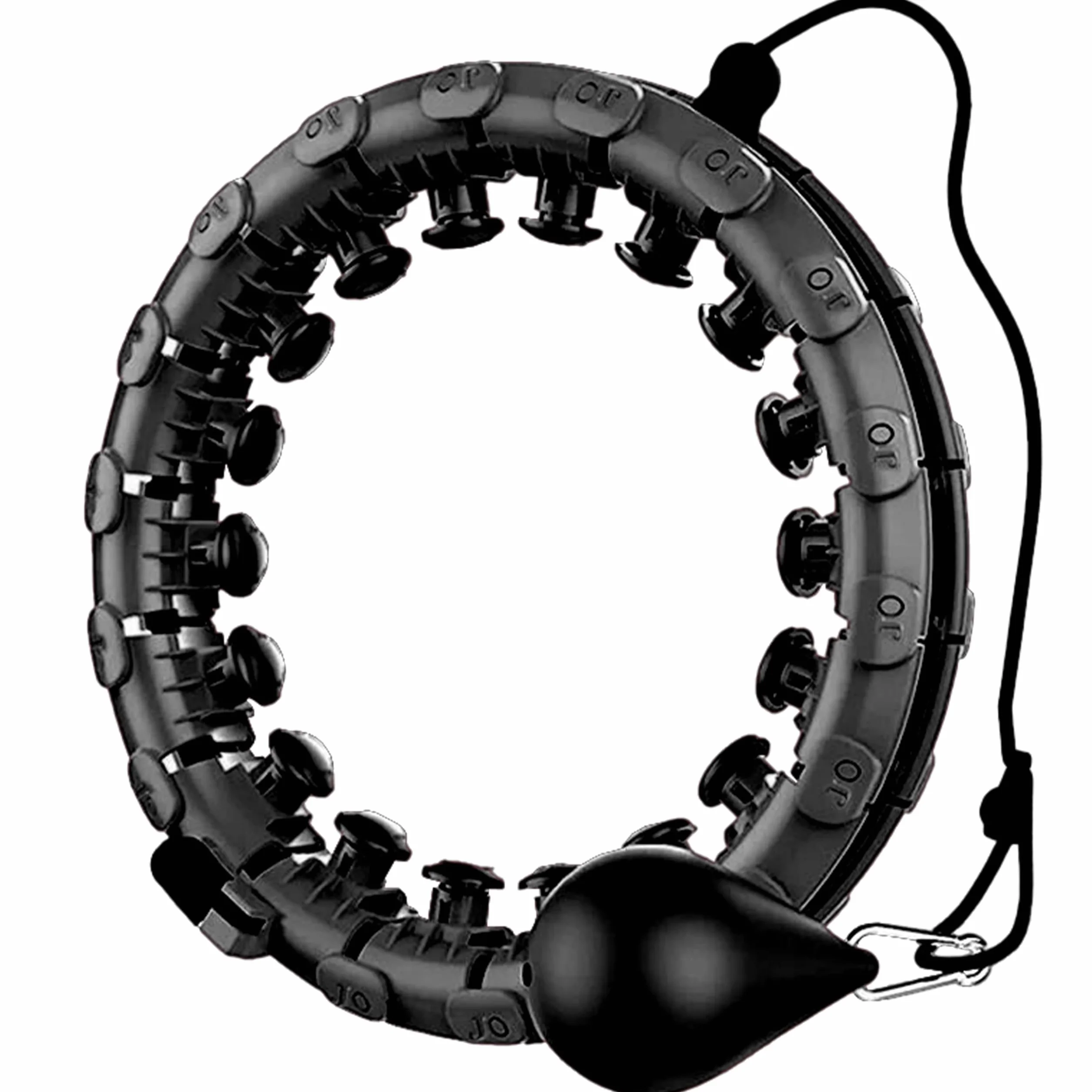 Smart hula hop z obciążeniem, 24 regulowane ogniwa, wypustki do masażu i szyna obciążająca, obręcz fitness do treningu talii i brzucha