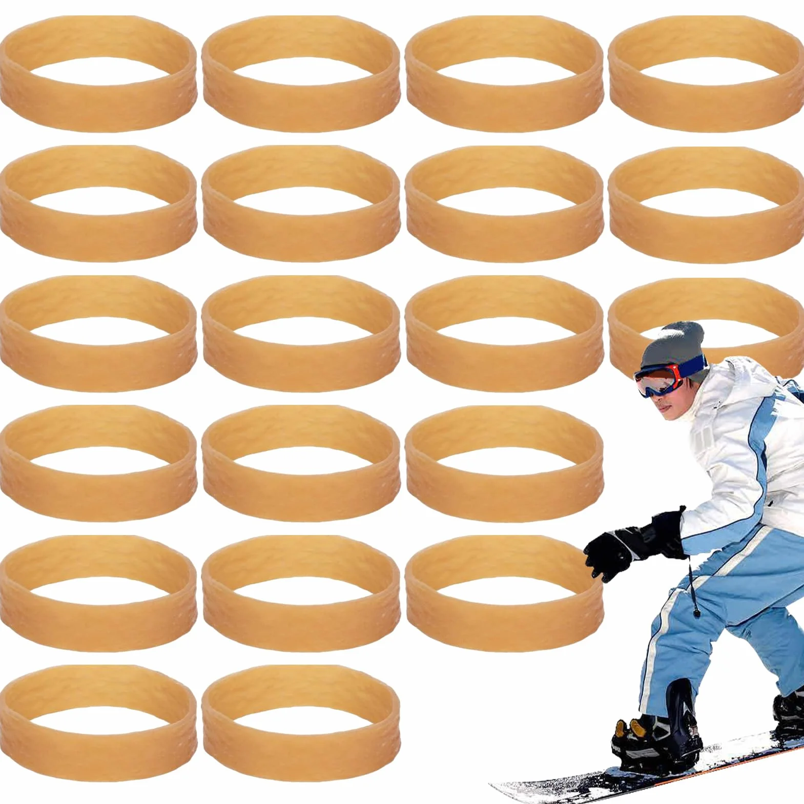 Gumki do wiązania narciarskiego, 20 x elastyczne paski narciarskie, guma o solidnej konstrukcji, paski do wiązania snowboardowego do zestawu tuningowego, akcesoria sportowe na świeżym powietrzu dla