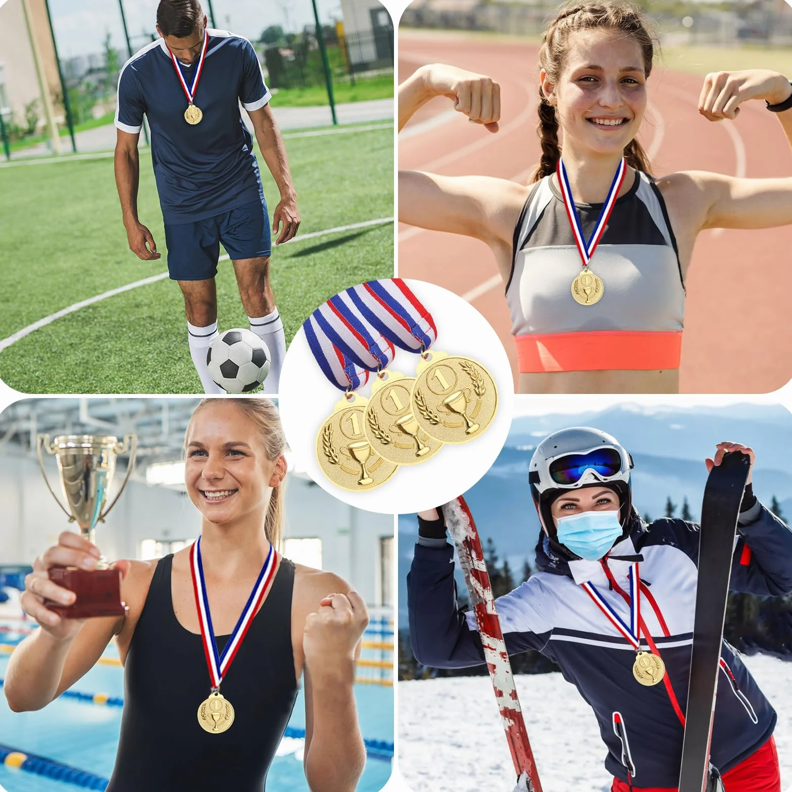 Hianjoo 12-pak medali dla dzieci, złoty srebrny brązowy medal na dzień sportu nagrody na zawody gimnastyczne, prezenty imprezowe, dla dzieci i dorosłych
