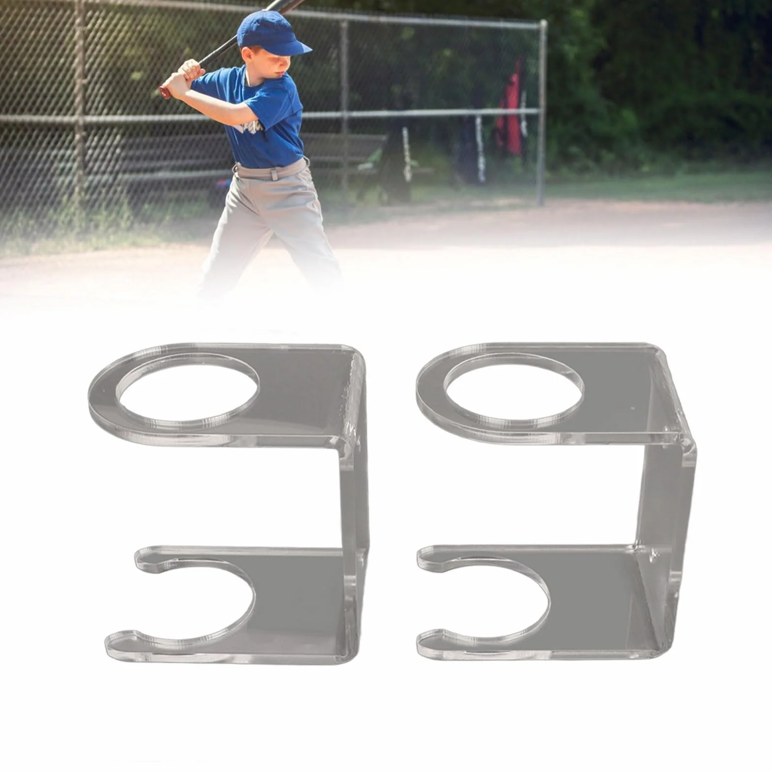 2 Pcs Gablota na Kije Baseballowe Akrylowy Uchwyt na Kije Baseballowe z Podwójną Konstrukcją Ochronną, Pionowy Uchwyt Ścienny na Kij I Bejsbol, Uchwyt na Kij Baseballowy
