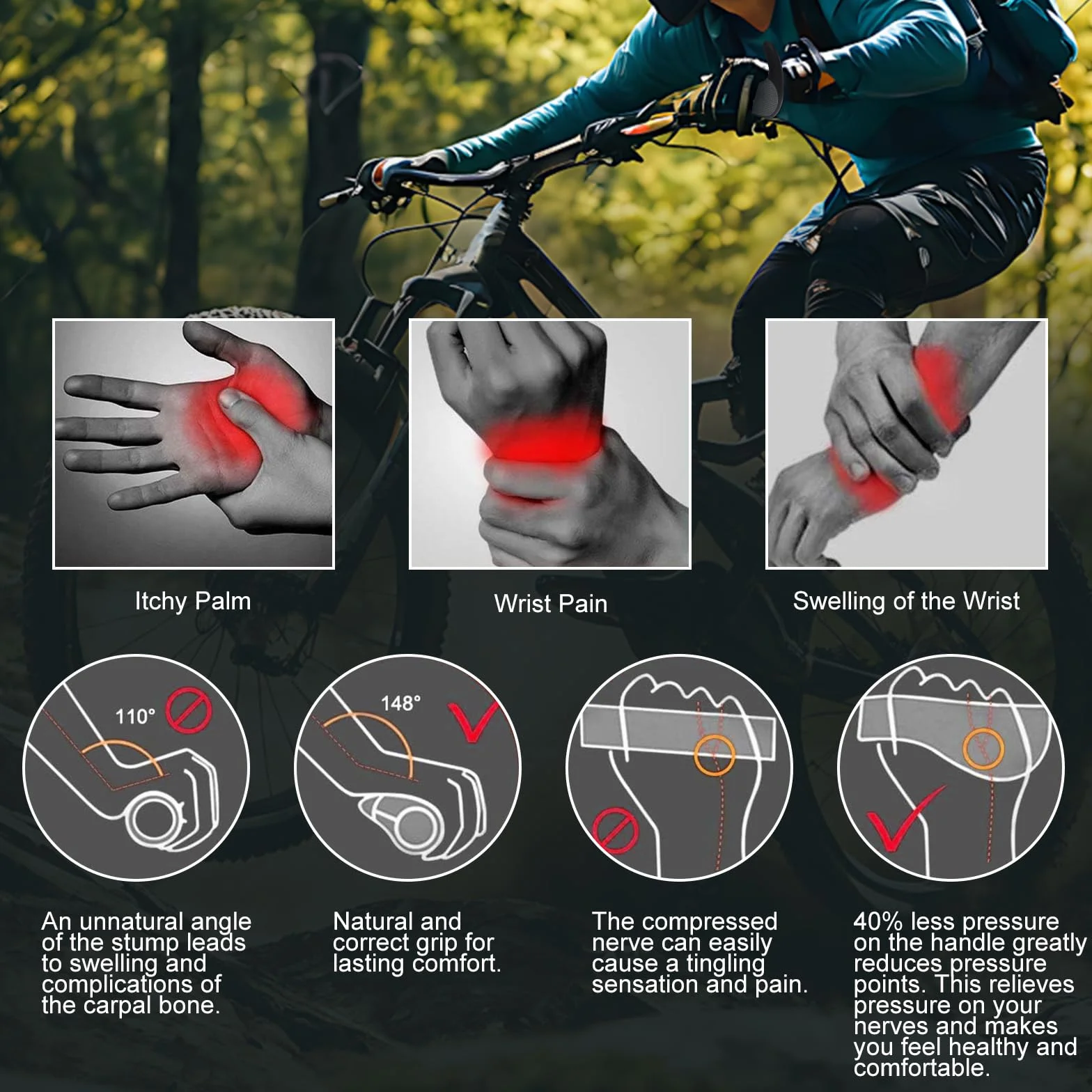 Ergonomiczne uchwyty rowerowe 22 mm do MTB trekkingu roweru miejskiego