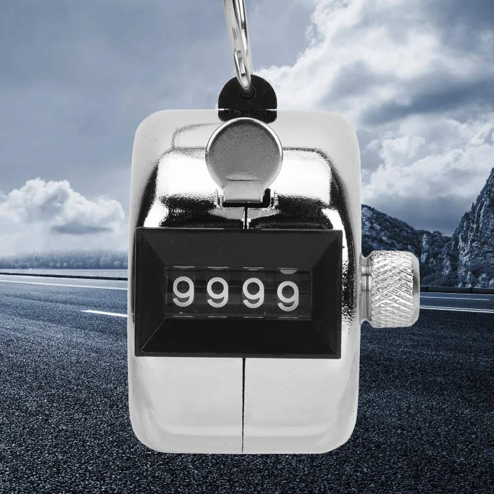 Handheld Tally Counter, 4-stellige mechanische Zahl Click Counter Silber-Aluminium-Legierung mit Fingerring