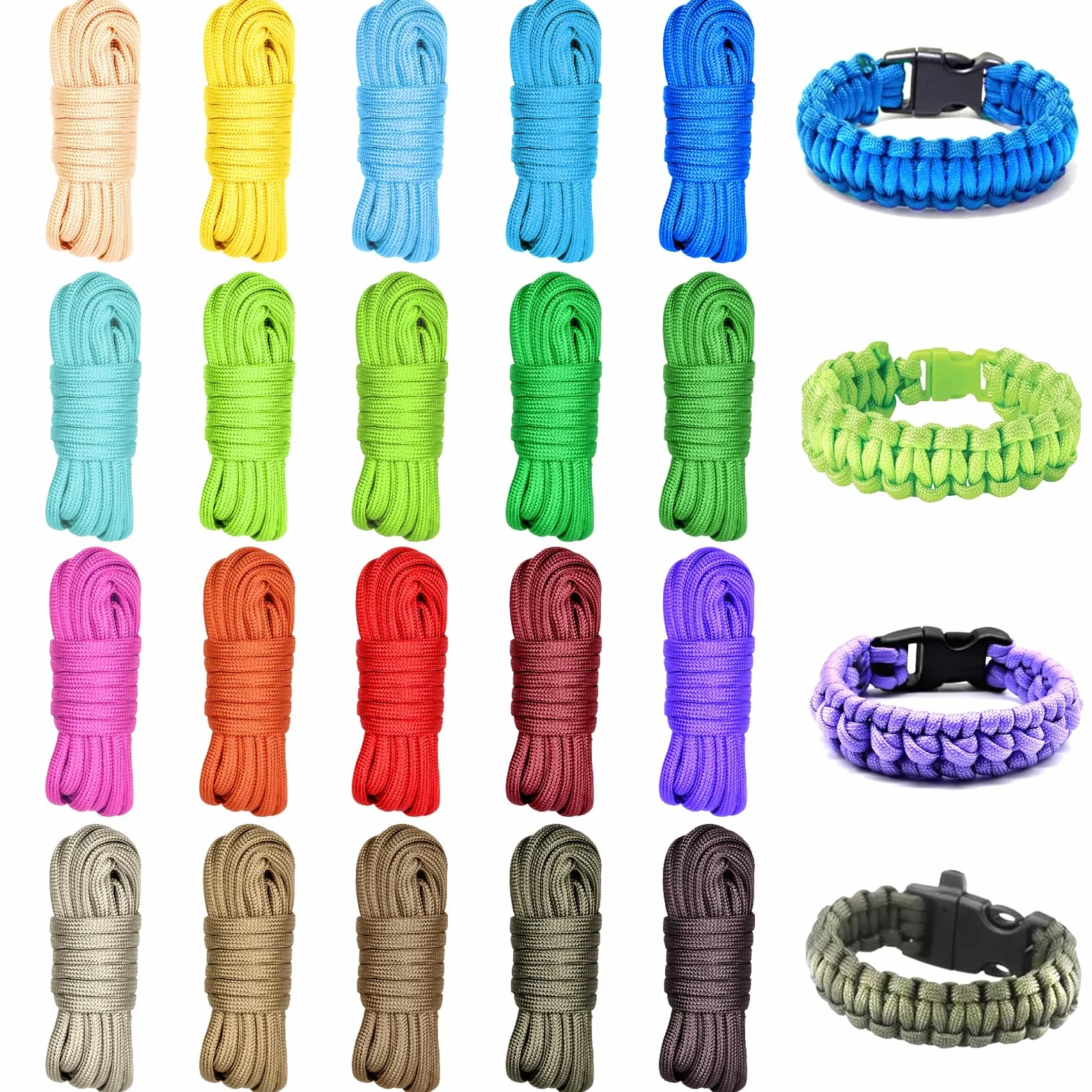 FICOFISE Paracord 4 mm 7-żyłowa linka 20 kolorów 20 x 3 m