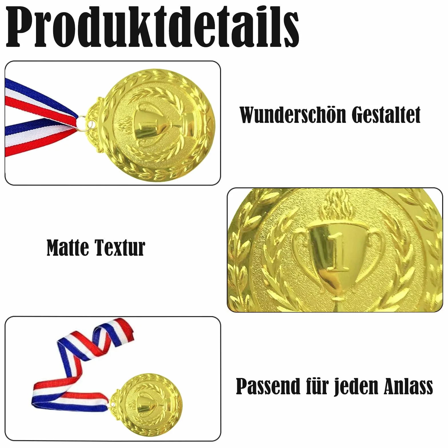 12 sztuk medali nagród, złote srebrne brązowe medale ze wstążkami na szyję, nagroda dla dzieci, medale zwycięzcy na zawody, imprezę, sport, styl olimpijski