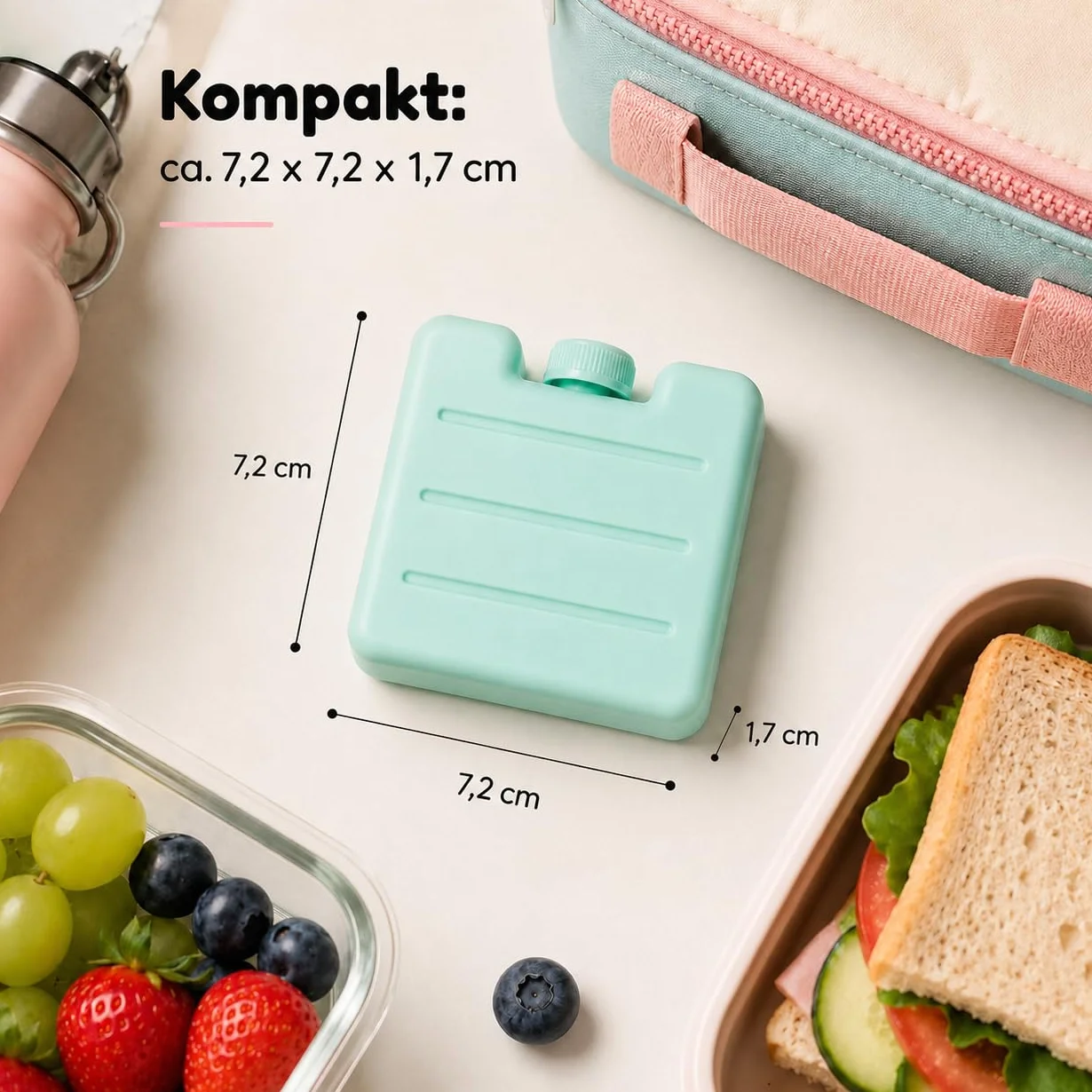 MIJOMA Zestaw mini wkładów chłodzących – elementy chłodzące wielokrotnego użytku do torby chłodzącej, pudełka na lunch, podkładki chłodzące w pastelowych kolorach – nadają się do kontaktu z żywnością