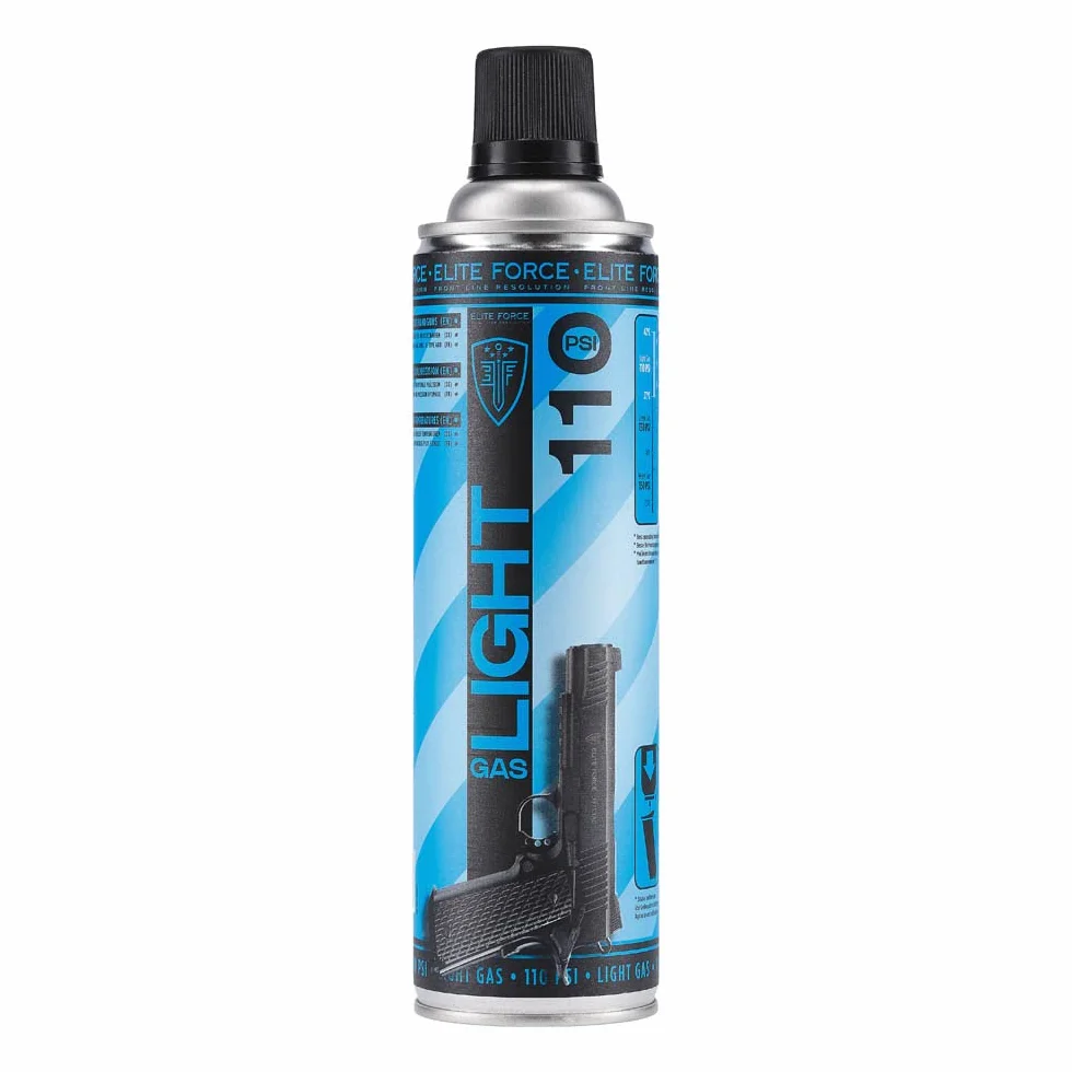 Elite Force Gaz Airsoft do gazu Blow Back (GBB) Airsoft, Light Gas, 450 ml, 110 PSI, idealny w temperaturze 27°C do 42°C