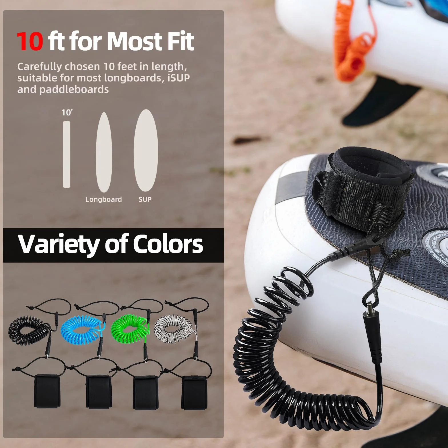 Abahub SUP Smycz do deski surfingowej Safety Line 3 m 5 mm czarna