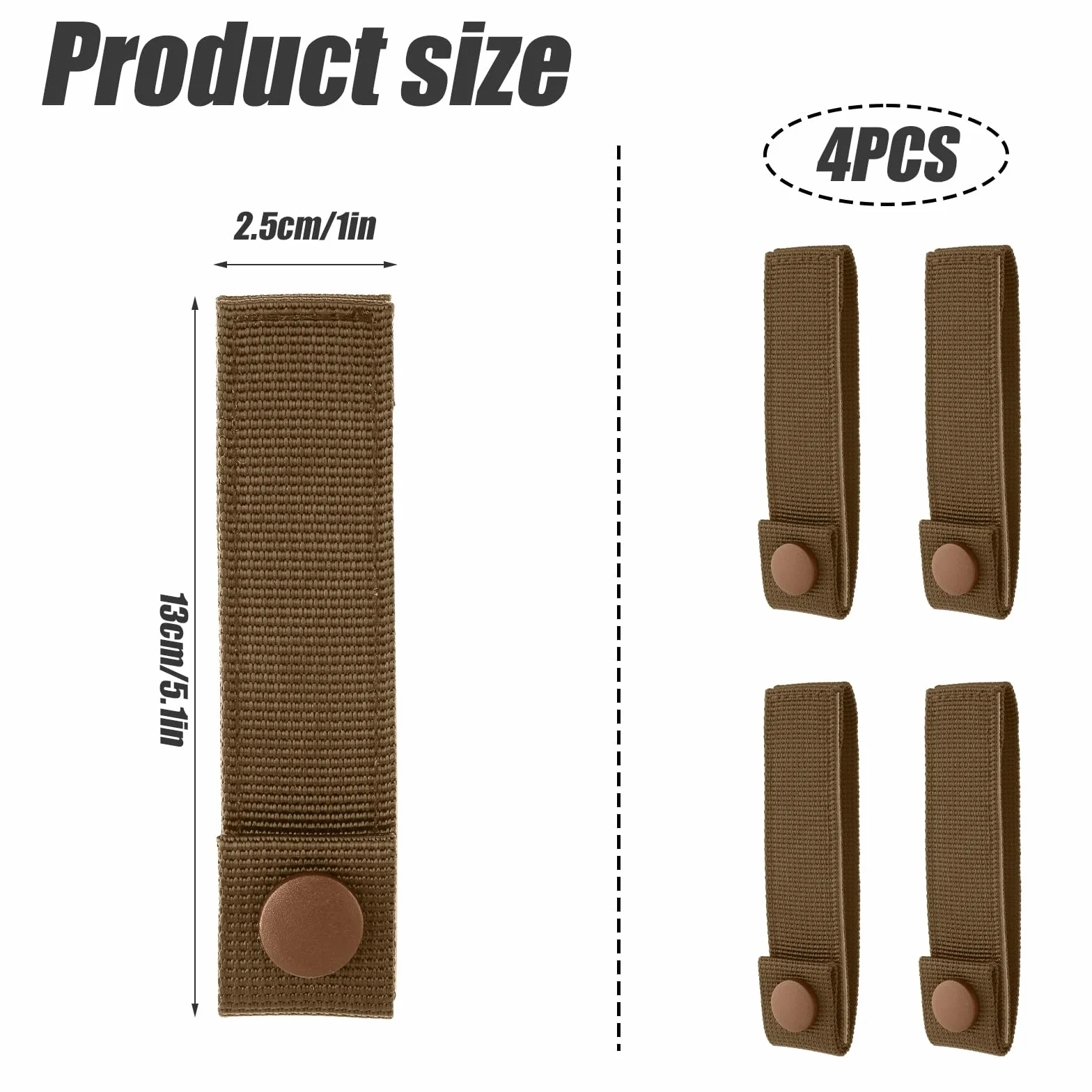 4 szt. Paski Mocujace MOLLE, Paski MOLLE Poliestrowe Paski MOLLE do Plecaka Paski Parciane MOLLE Wielokrotnego Uzytku Zlacza do Mocowania Paska Plecaka do MOLLE (Khaki)