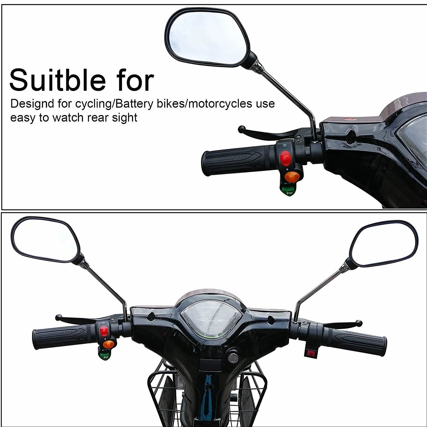 Yizhet 2 sztuki lusterek rowerowych, lusterko boczne, regulacja 360°, do montażu po lewej i prawej stronie, roweru, motocykla, roweru elektrycznego