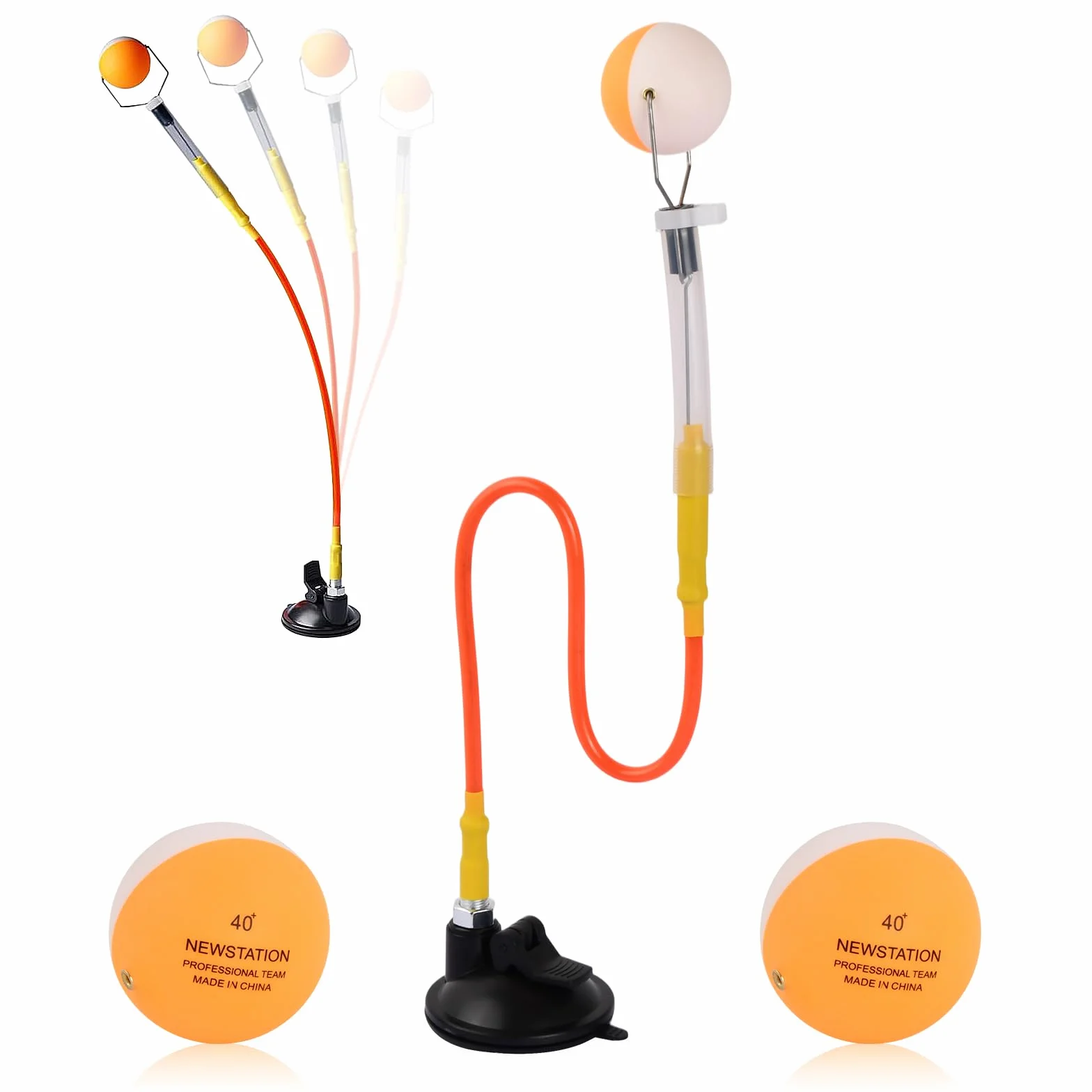 Trener tenisa stołowego, regulowany trener tenisa stołowego z 2 piłkami, przyssawką, szybkie odbicie piłki klips do piłki PVC maszyna treningowa, sporty konkurencyjne artykuły do tenisa stołowego