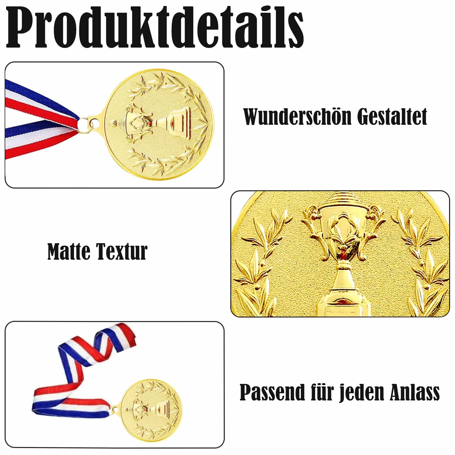12 sztuk medali wręczenia nagród metalowych, złoty srebrny brązowy medal ze wstążką na szyję Zwycięzca medali dla dzieci Gry Imprezy Dzień Sportu 5,0 cm