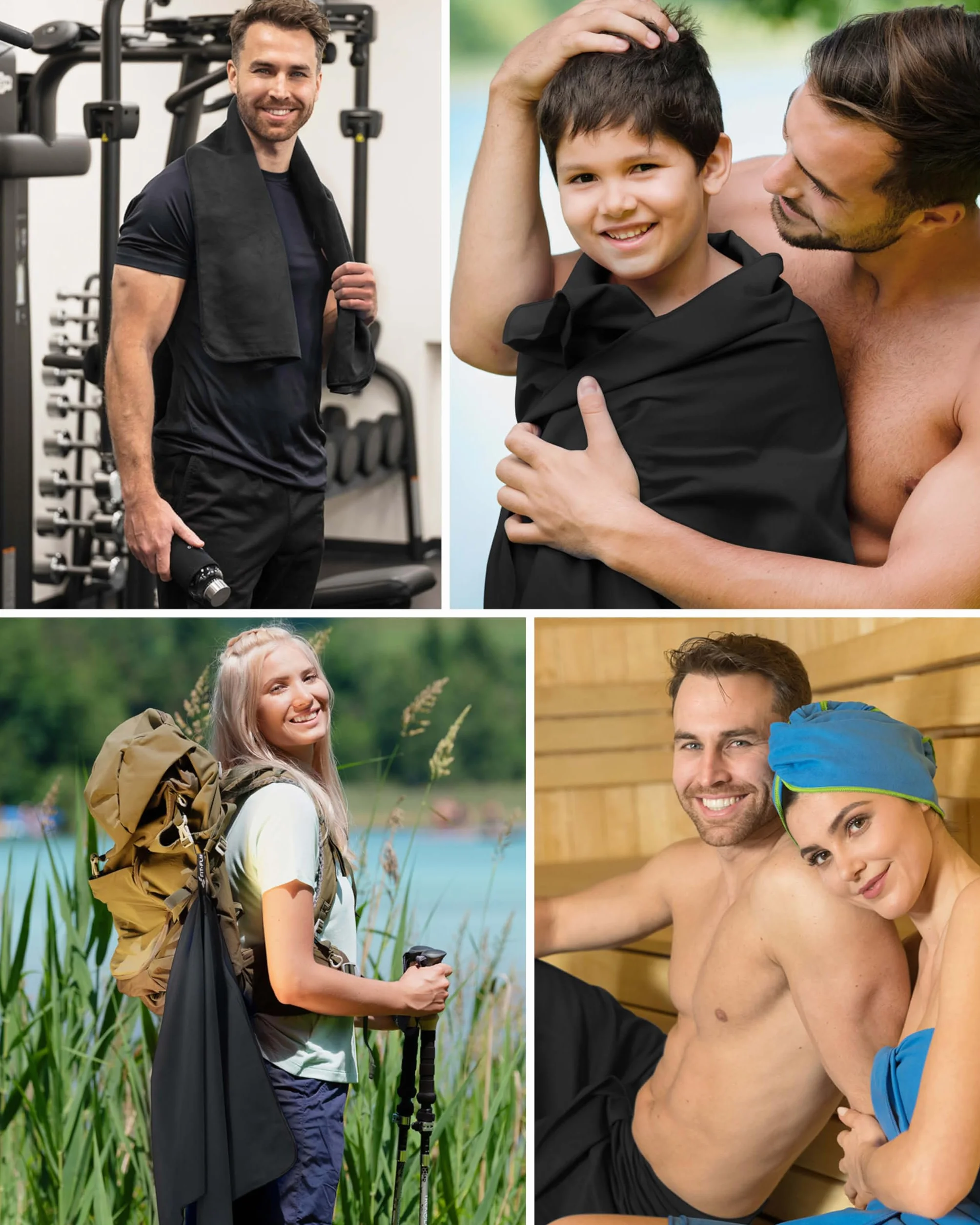 Fit-Flip Ręcznik z mikrofibry - kompaktowy, ultralekki i szybkoschnący - ręczniki z mikrofibry - idealne ręczniki sportowe, plażowe i podróżne - (1x 30x50cm Czarny)