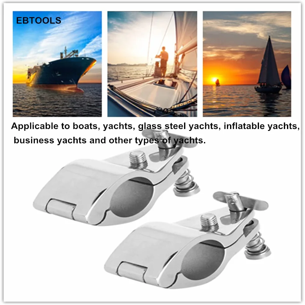 EBTOOLS do wspornika bimini do pneumatycznego 2 sztuki przegubowa łódź górna szczęka suwak ze stali nierdzewnej 316 okucia do sprzętu morskiego końcówka styl Bimini górny zawias wspornik