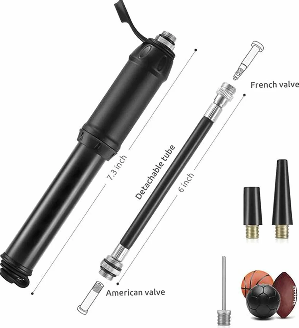 Mini pompka rowerowa 140 PSI przenośna zestaw z igłą montowana na ramie zawór Schrader Presta