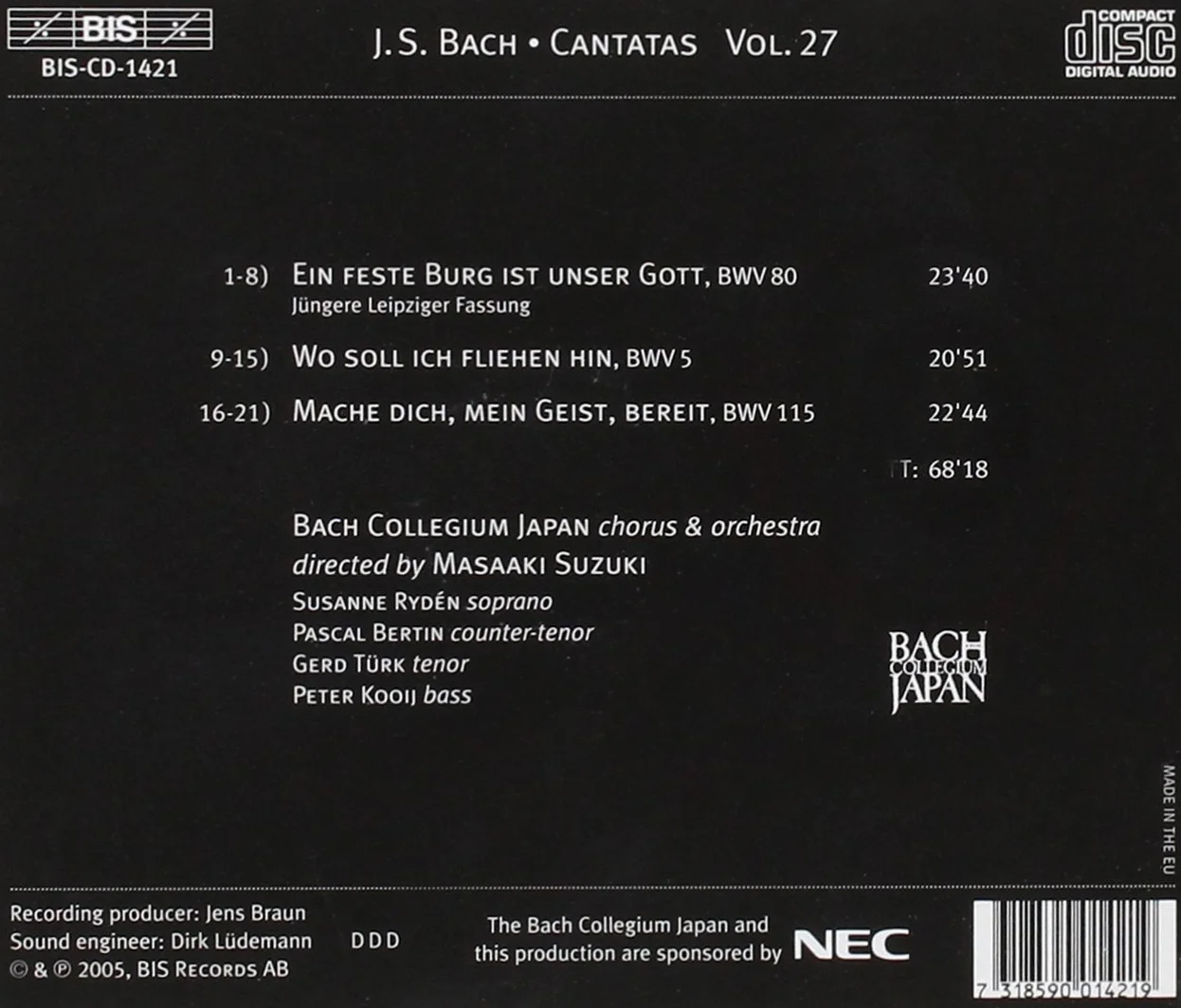 Cantatas From Leipzig 1724 Vol. 27 Suzuki Ryden Bertin