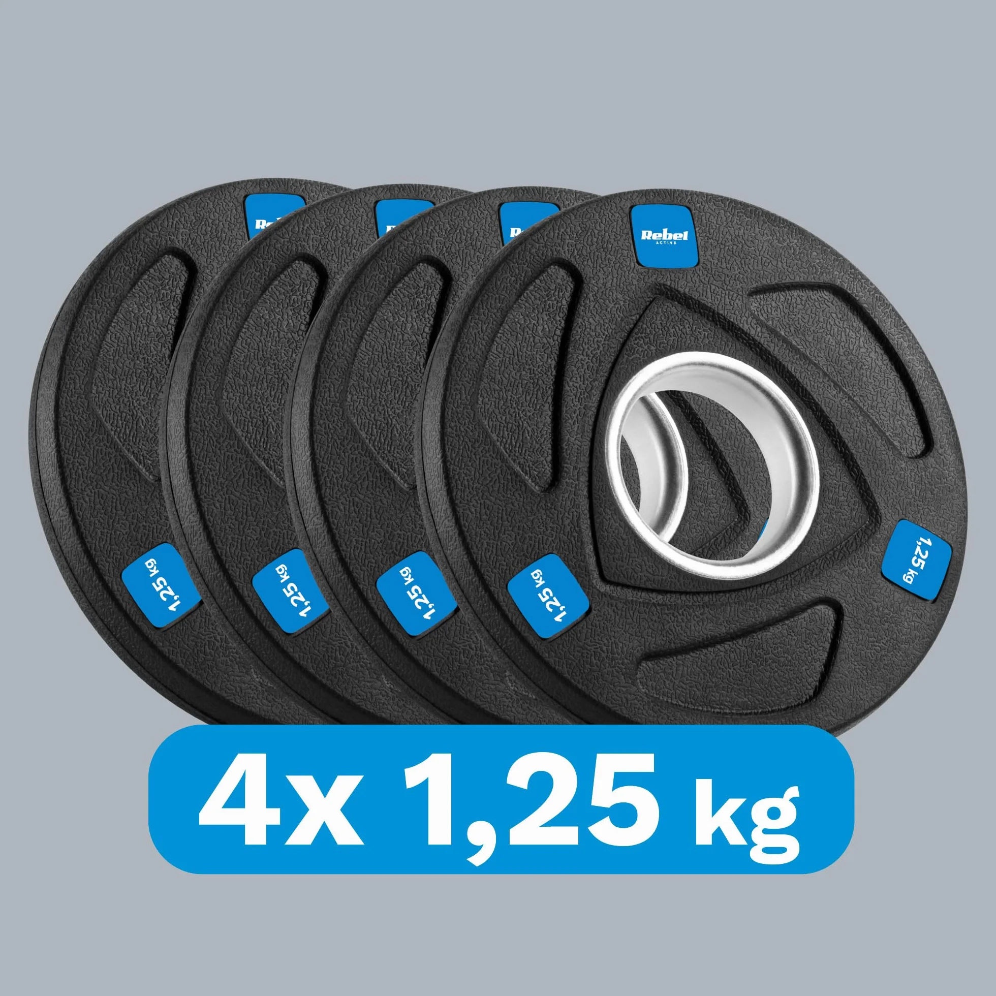 Rebel Zestaw Obciążeń Żeliwnych Gumowanych 4x1.25kg Otwór Olimpijski 51mm RBA-2107