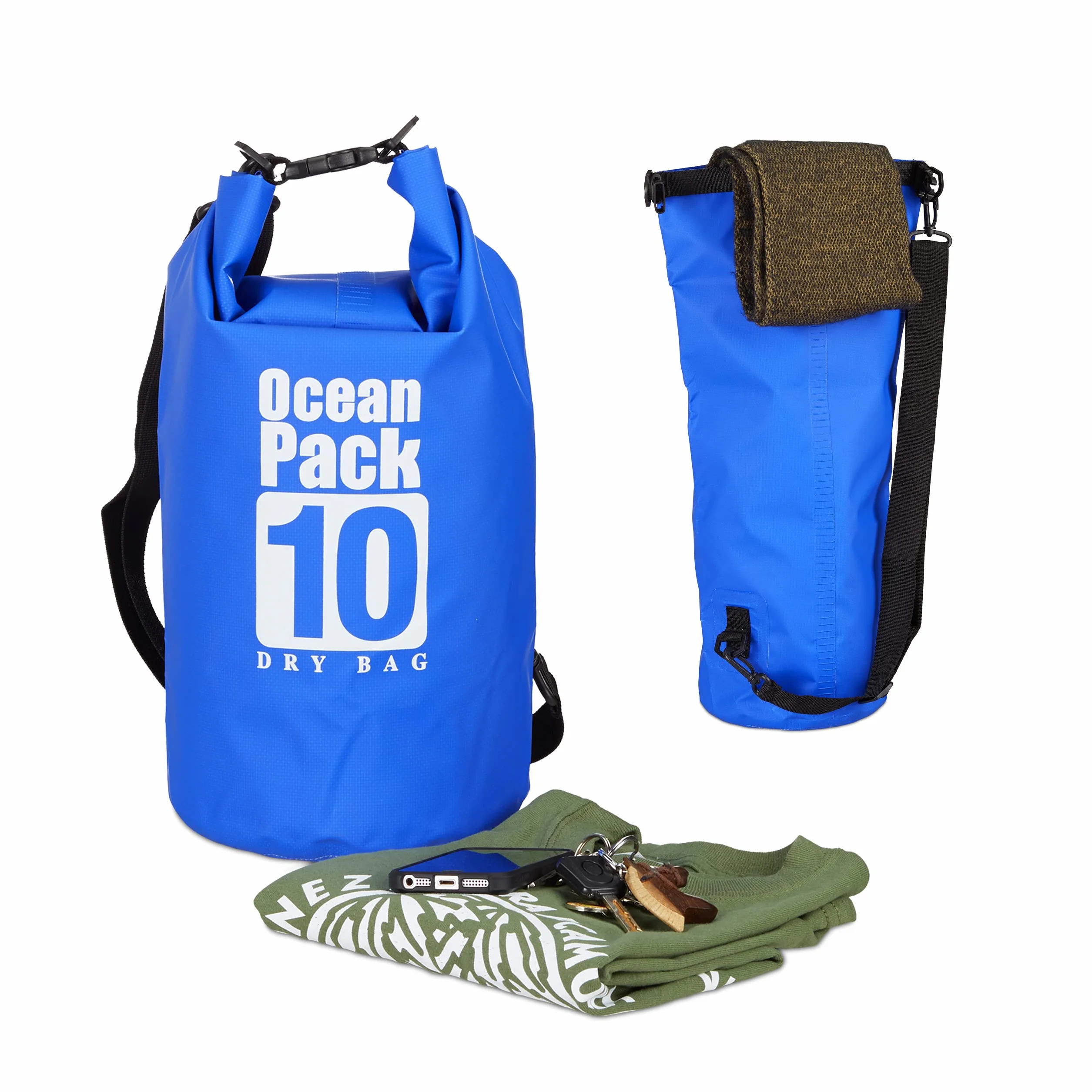 Relaxdays Ocean Pack 10 l, wodoszczelna torba Dry Bag, ultralekki worek do żeglowania, raftingu, jazdy na nartach