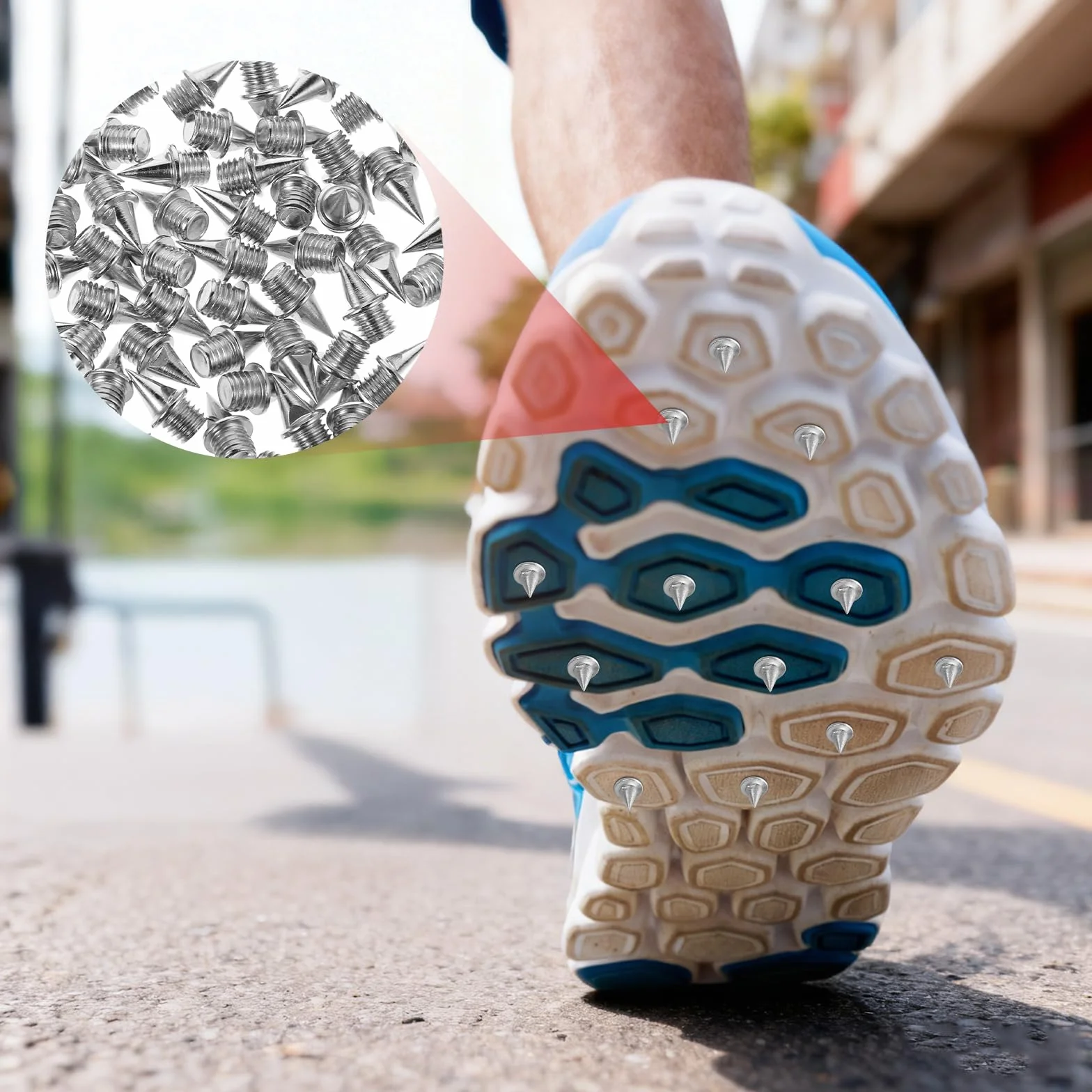 Lekkoatletyczne kolce ze stali nierdzewnej, 50 szt. 7 mm, piramidy, z kluczem szpikulcowym, zapasowymi kolcami do butów golfowych, butów sportowych, do skakania daleko, biegania, wędrówek