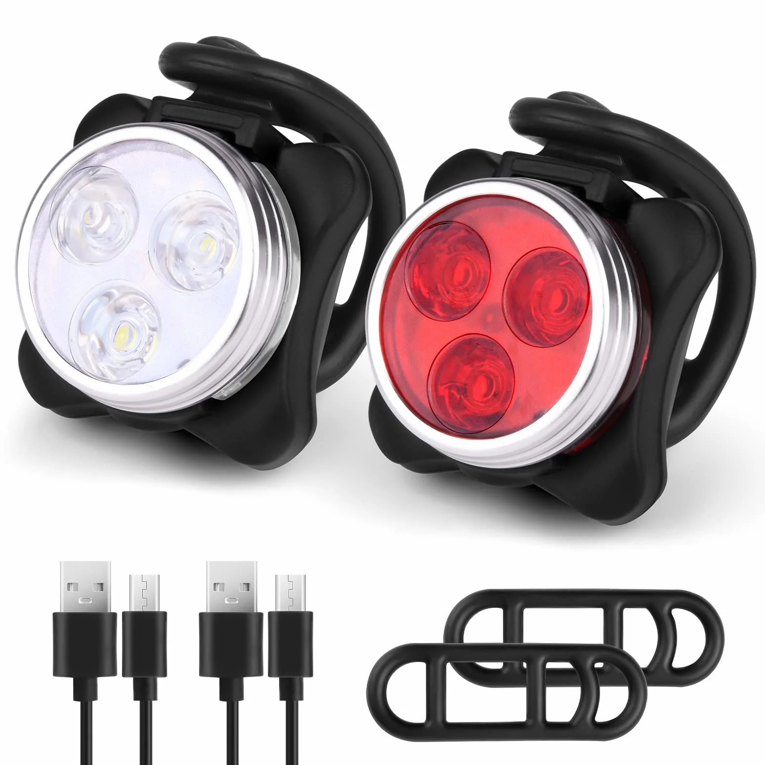 Flintronic Lampka rowerowa czerwona biała 2 szt