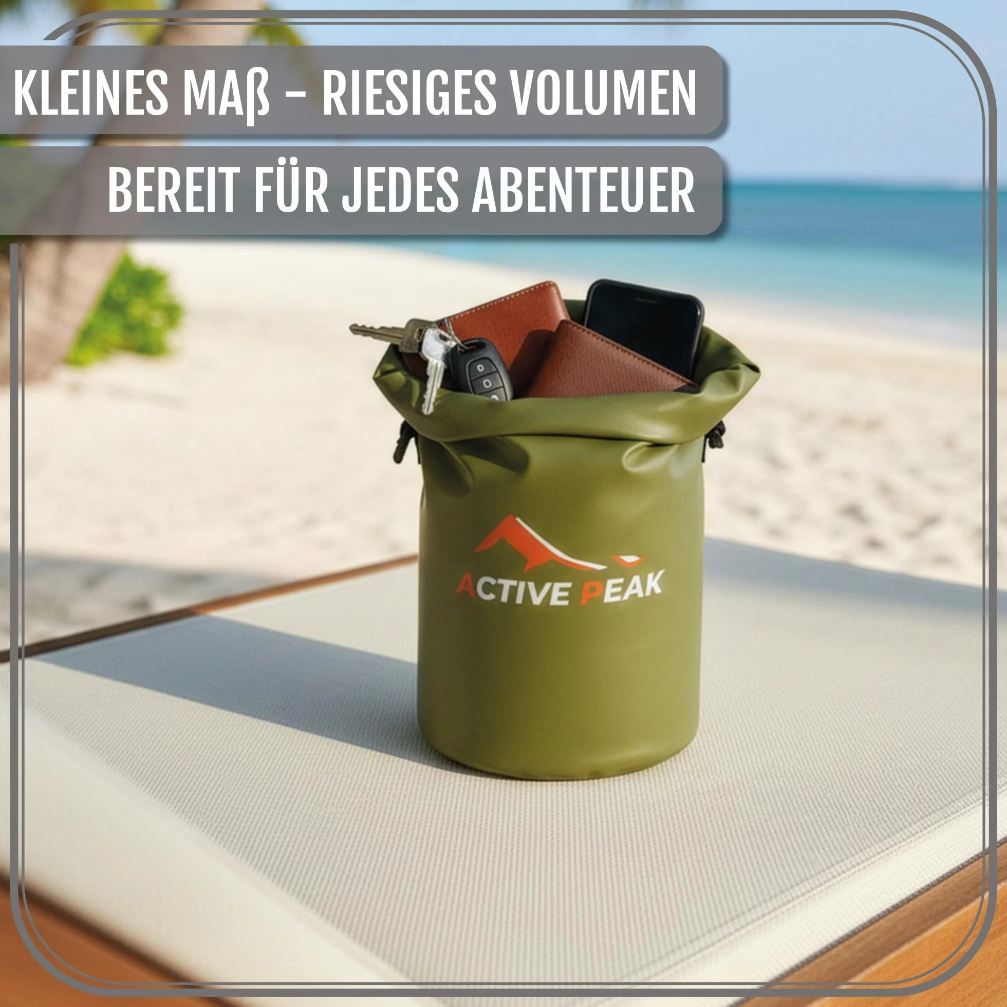 Dry Bag – Wodoodporna torba roll-top 2L 5L 10L 20L – Wytrzymały worek na telefon i klucze – Torba na plażę łódź + etui na smartfon (Czarny, 5 litrów)