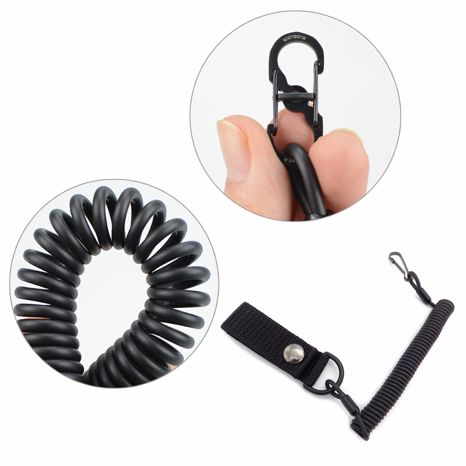 Paracord Tactical Lanyard Spiral Breloczek Linka zabezpieczająca Taśma na klucze Camping Smycz Anti-Lost Elastyczny Paracord Uchwyt RSG z karabińczykiem do wędkowania, wędrówek, polowania, wspinaczki