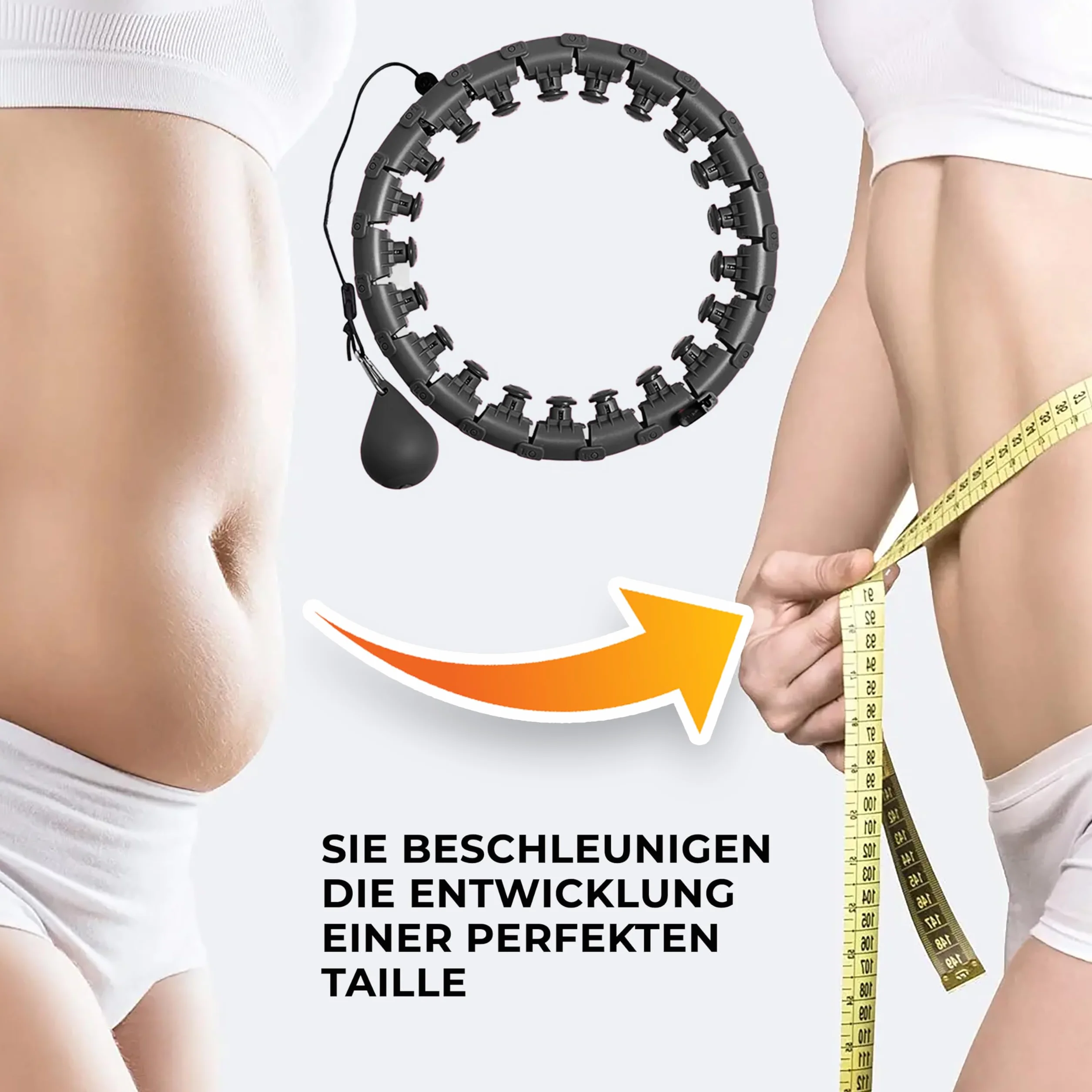 Smart hula hop z obciążeniem, 24 regulowane ogniwa, wypustki do masażu i szyna obciążająca, obręcz fitness do treningu talii i brzucha