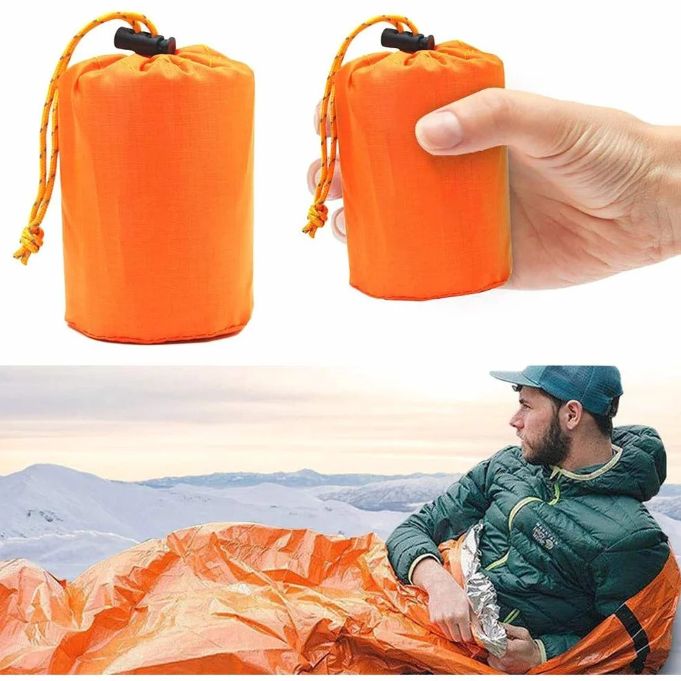 Śpiwór survivalowy – survivalowy śpiwór biwakowy, pierwszej pomocy, koc ratunkowy, wodoszczelny, ciepły namiot, ultralekki, odporny na wysokie temperatury, ochrona przed zimnem, namiot