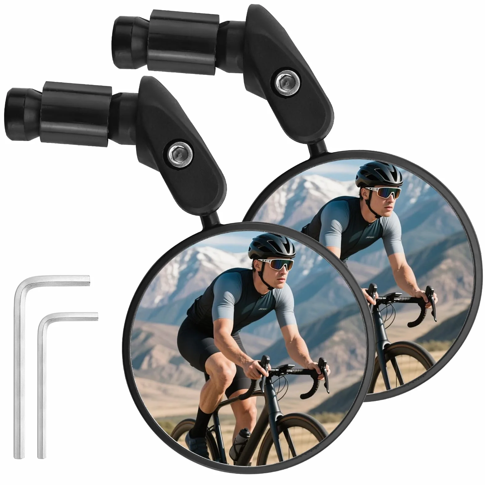 2 sztuki lusterek rowerowych na kierownicę z lewej i prawej strony, małe lusterko wsteczne do roweru na e-rower, rower szosowy, rower górski, rower gravel, rower miejski, skutery, obrotowe 360°