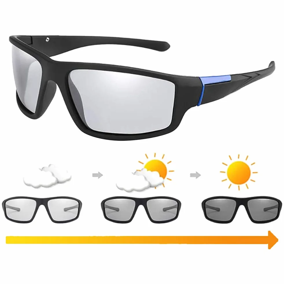 Fotochromowe Okulary Przeciwsłoneczne Męskie Okulary Przeciwsłoneczne z ochroną UV400 Sportowe Okulary Przeciwsłoneczne Okulary Rowerowe (Niebieski)