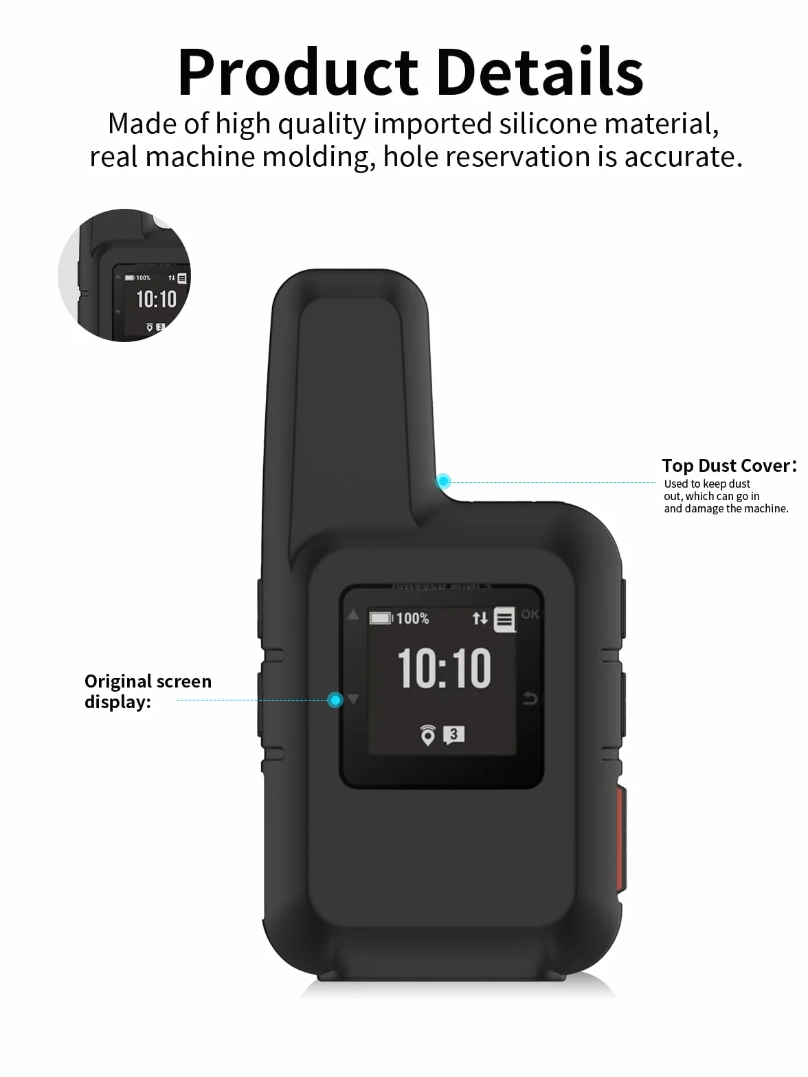 Etui do urządzenia łączności satelitarnej Garmin inReach Mini 2, silikonowe etui ochronne toergy z precyzyjnymi otworami – odporne na uderzenia, wodoodporne, wygodne w dotyku, czarne, 1 sztuka