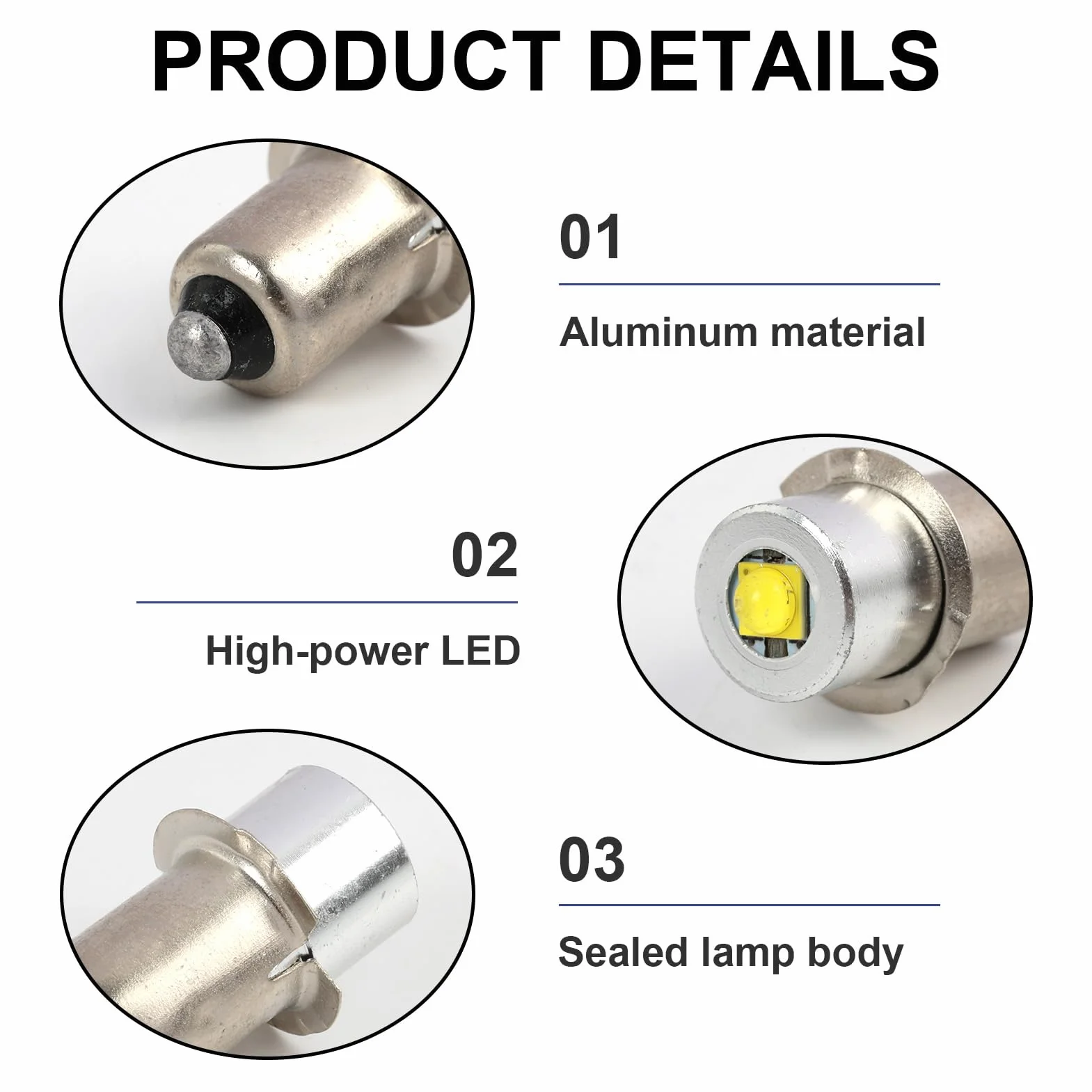 Żarówka LED P13.5S 3V 3W do latarek, kompatybilna z Maglite 2D
