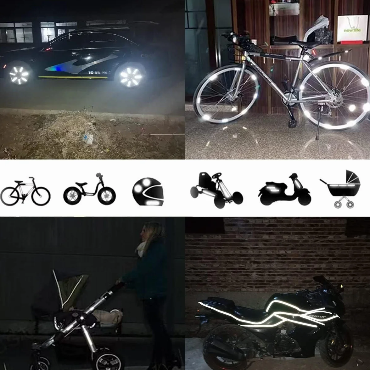 Naklejki odblaskowe do rowerów Tsathoggua 66 sztuk zestaw