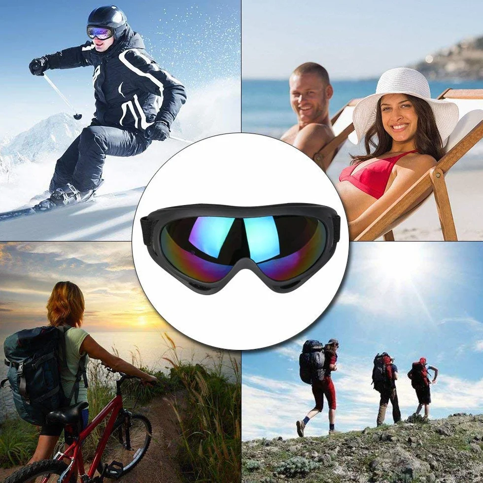 Vicloon Gogle narciarskie, snowboardowe, ochrona przed promieniowaniem UV, do motocrossu, kompatybilne z kaskami, przeciwmgielne, do jazdy na nartach, motocyklu, rowerze, deskorolce, uniseks