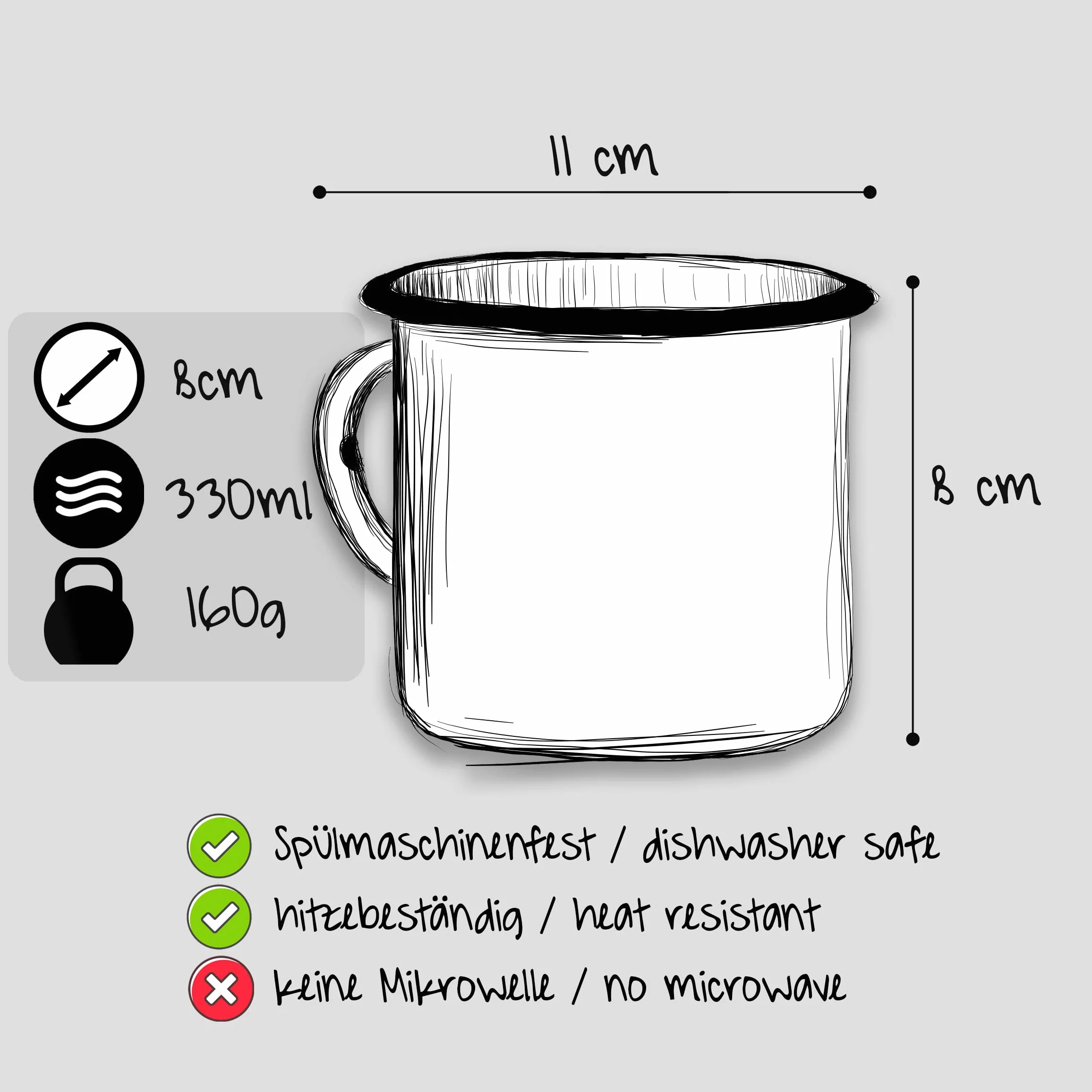 MUGSY I emaliowany kubek The Mountains are calling, 330 ml kubek kempingowy z sentencją, kubek kempingowy I kolorowy