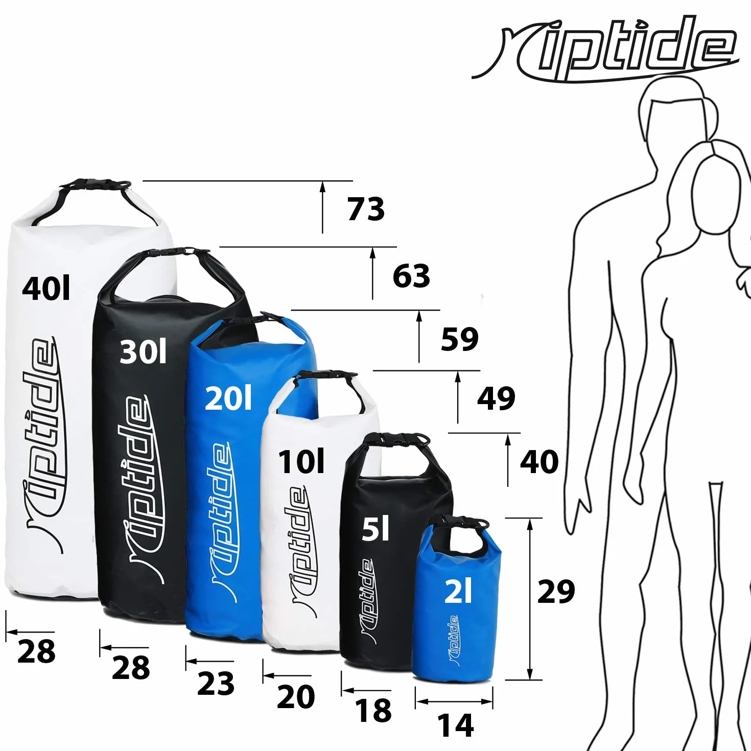 riptide Dry Bag Wodoszczelny worek z paskiem na ramię, biały, 20 l