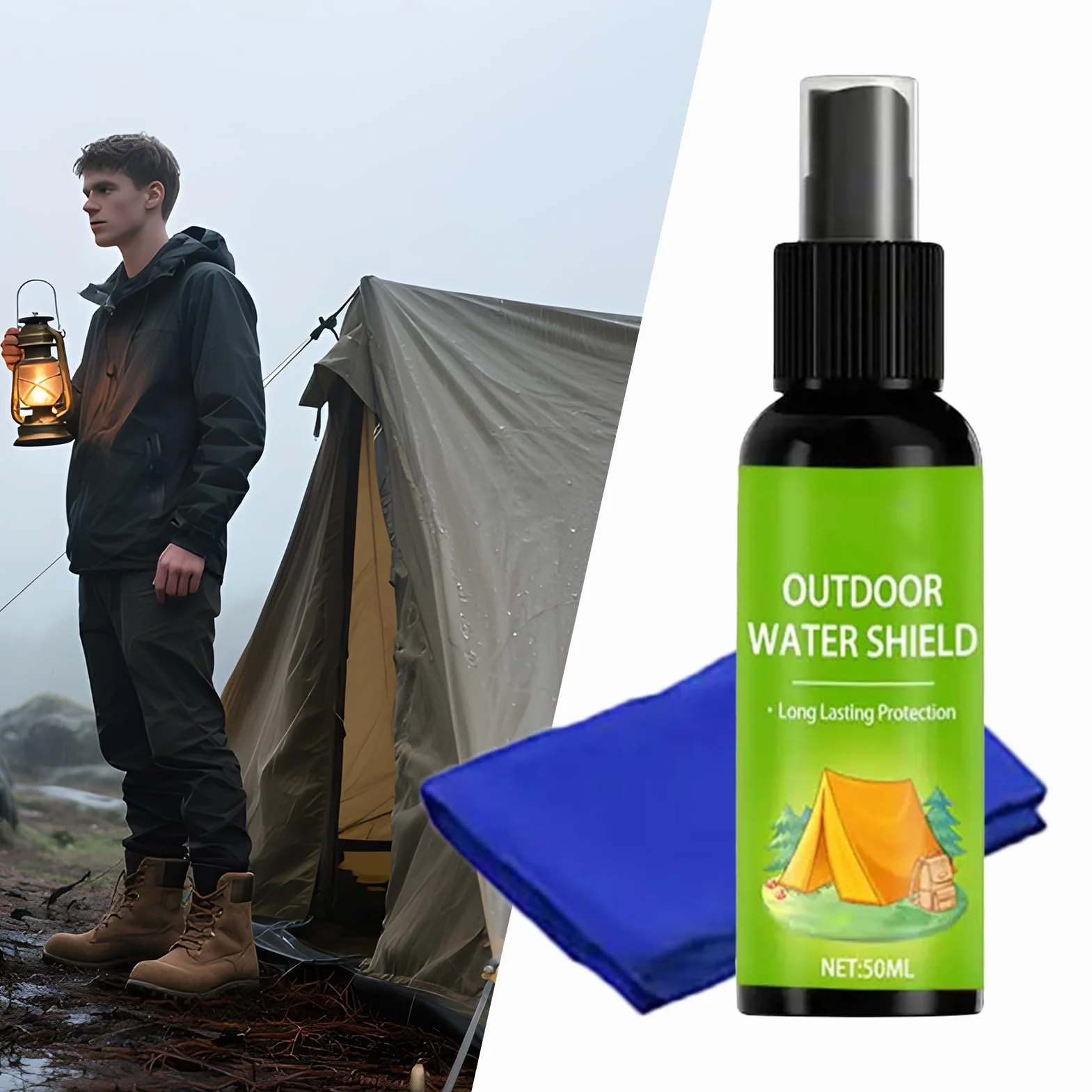 Tent wodoodporny spray – powłoka nano ochronna do sprzętu outdoorowego, patio i na kemping, z szybkoschnącą osłoną hydrofobową, materiałową osłoną do ogrodu, na wędrówki, lawn i w podróż