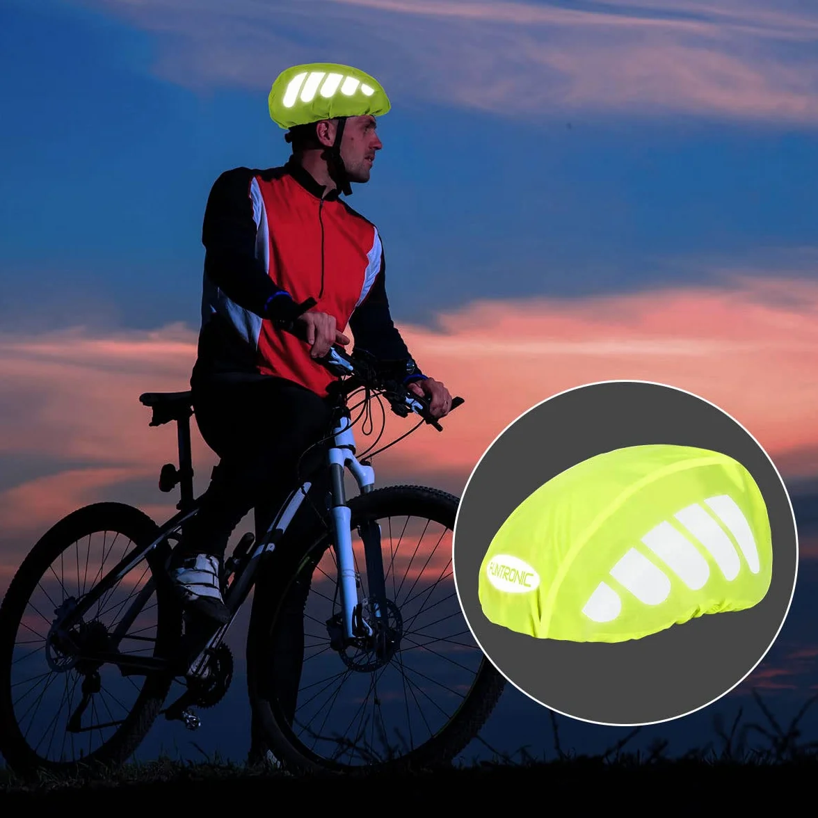 flintronic Pokrowiec przeciwdeszczowy na kask, wodoodporny, przeciwdeszczowy na kask, kask rowerowy, paski odblaskowe, ochrona przed deszczem, rozmiar uniwersalny dla mężczyzn, kobiet, dzieci