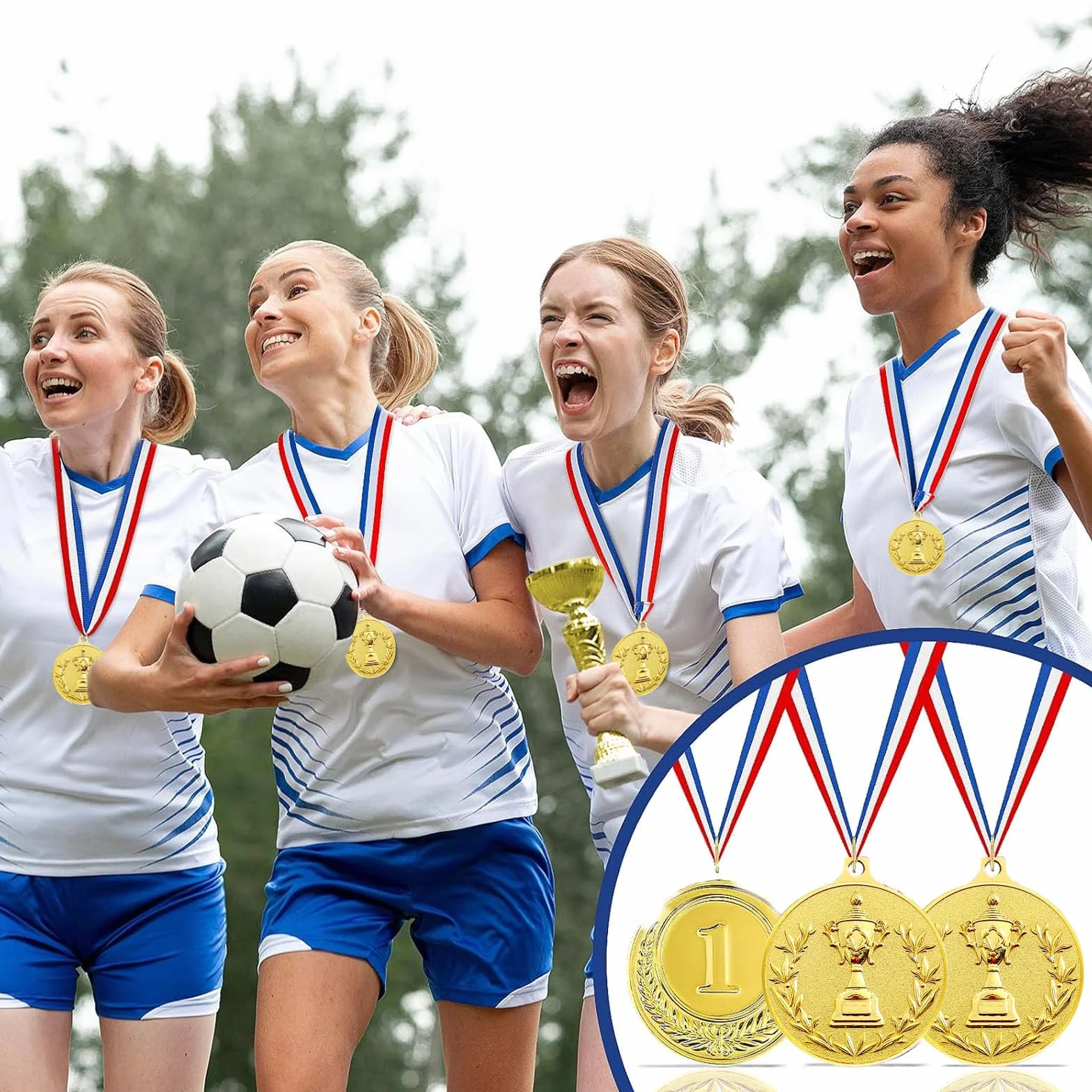 12 sztuk medali wręczenia nagród metalowych, złoty srebrny brązowy medal ze wstążką na szyję Zwycięzca medali dla dzieci Gry Imprezy Dzień Sportu 5,0 cm