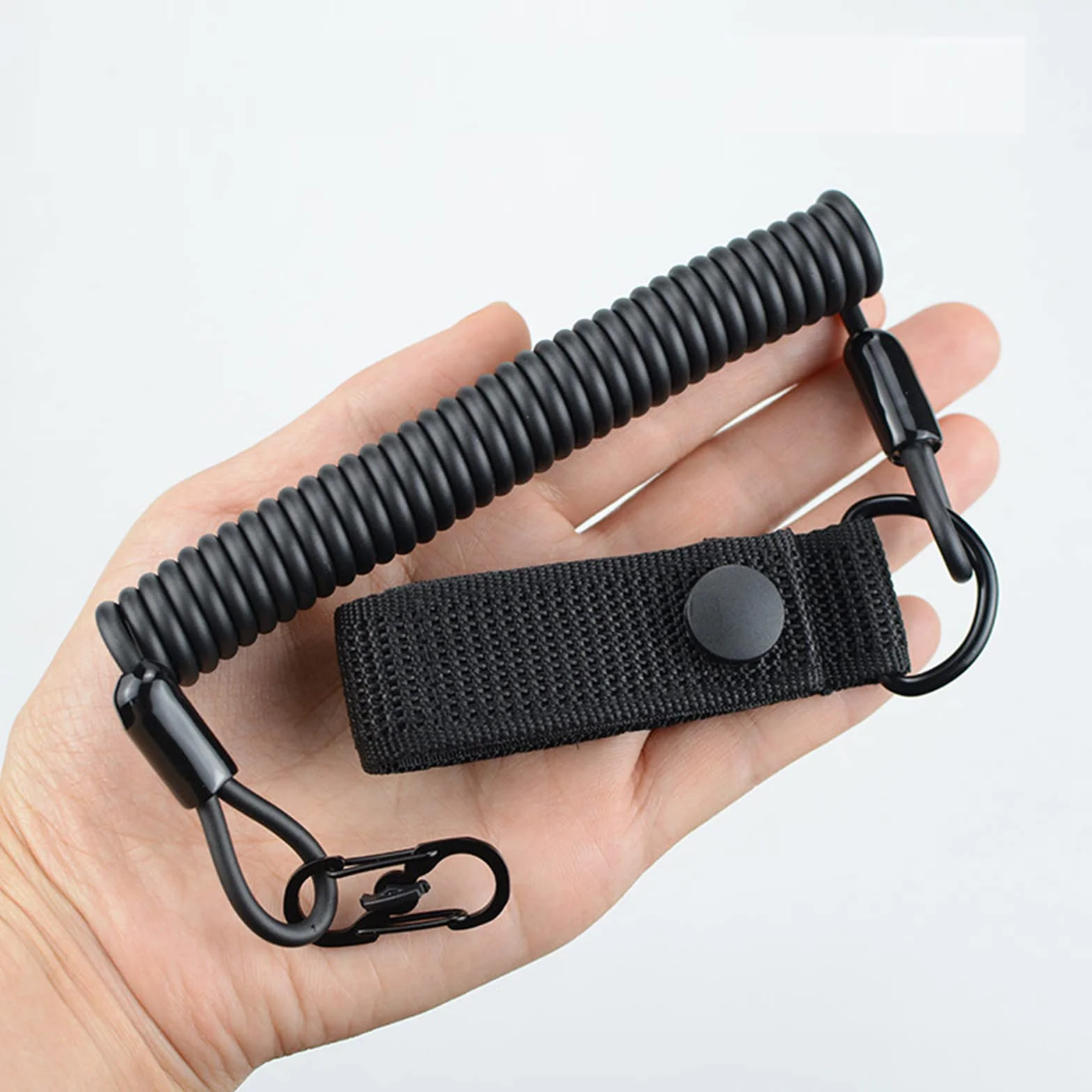 Paracord Tactical Lanyard Spiral Breloczek Linka zabezpieczająca Taśma na klucze Camping Smycz Anti-Lost Elastyczny Paracord Uchwyt RSG z karabińczykiem do wędkowania, wędrówek, polowania, wspinaczki