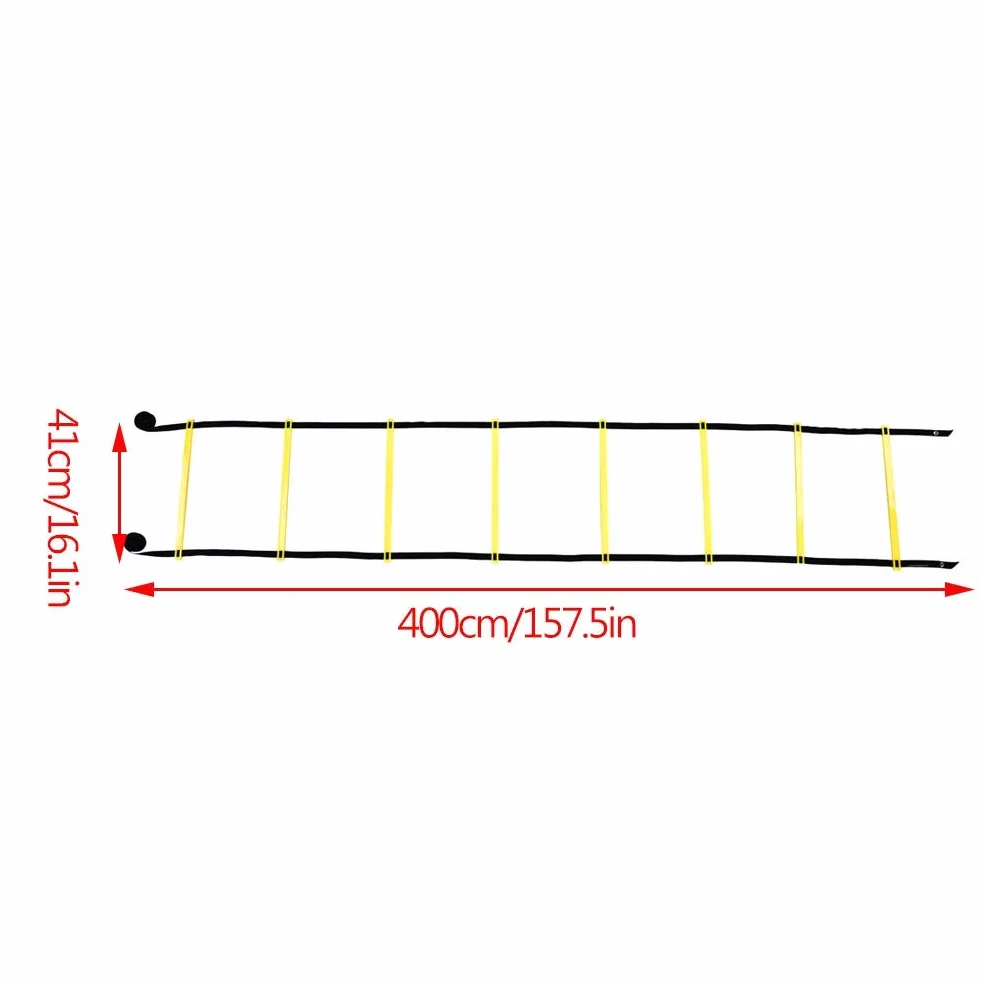 Alomejor 4 m trening prędkości fitness skoki drabina prędkość trening drabinkowy z 8 regulowanymi szczeblami sprzęt treningowy zwinności
