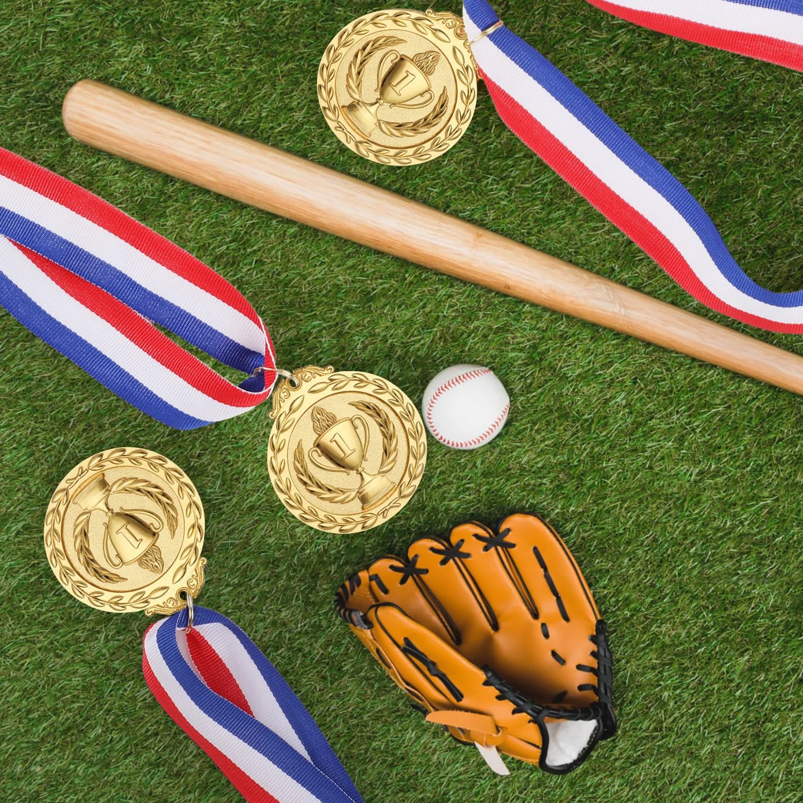 Hianjoo 12 sztuk złotych medali z kołnierzami, medal dla dzieci do meczu piłki nożnej, medale zwycięzców sportu, klubu piłkarskiego, metalowe medale (wersja pochodnia)