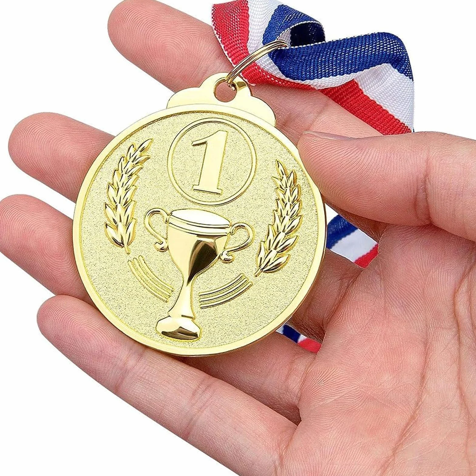 12 sztuk medali wręczenia nagród metalowych, złoty srebrny brązowy medal ze wstążką na szyję Zwycięzca medali dla dzieci Gry Imprezy Dzień Sportu 5,0 cm